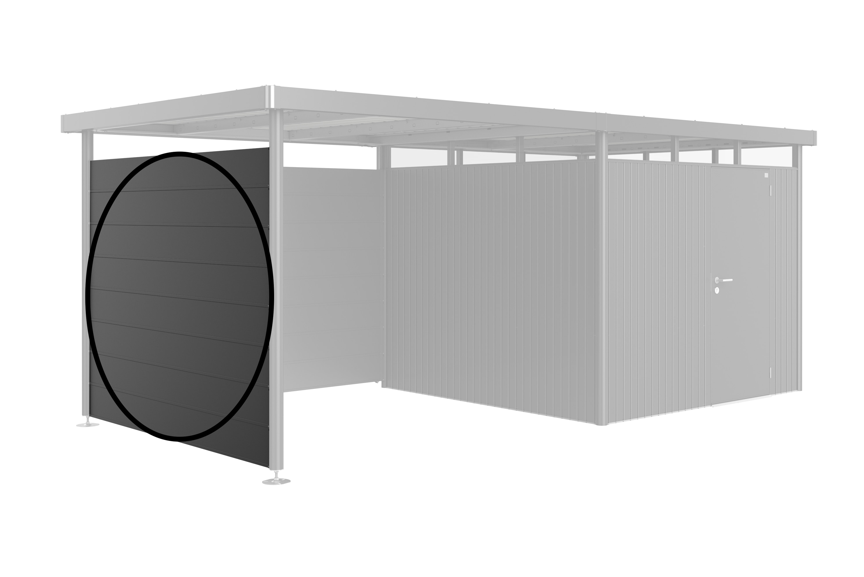 Biohort Gerätehaus-Seitenwand "für Gerätehaus HighLine Seitendach H4, verschiedene Farben" dunkelgrau-metallic
