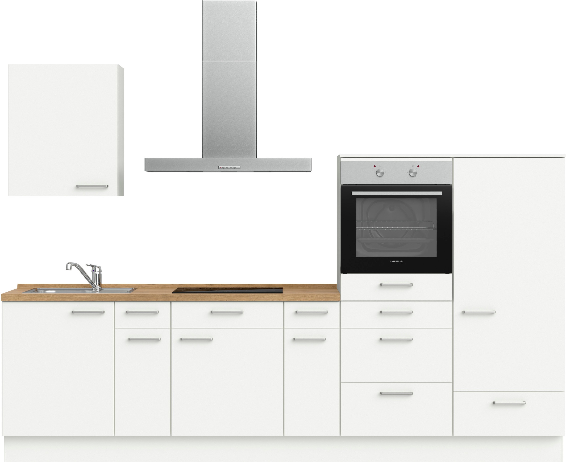 nobilia® elements Küchenzeile »"elements basic"«, vormontiert, Ausrichtung wählbar, Breite 300 cm, mit E-Geräten