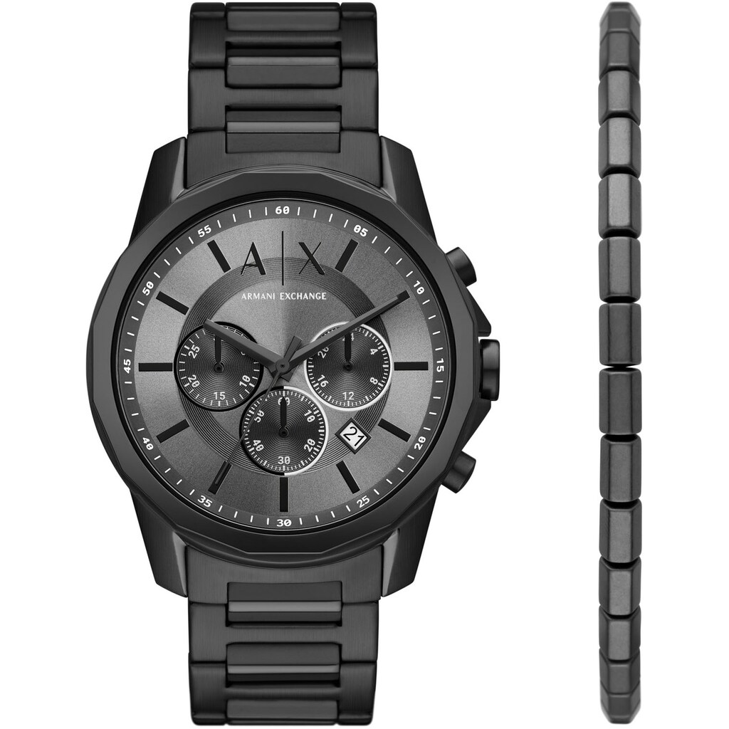 ARMANI EXCHANGE Chronograph »AX7140SET«, (Set, 2 tlg., mit Schmuckarmband)