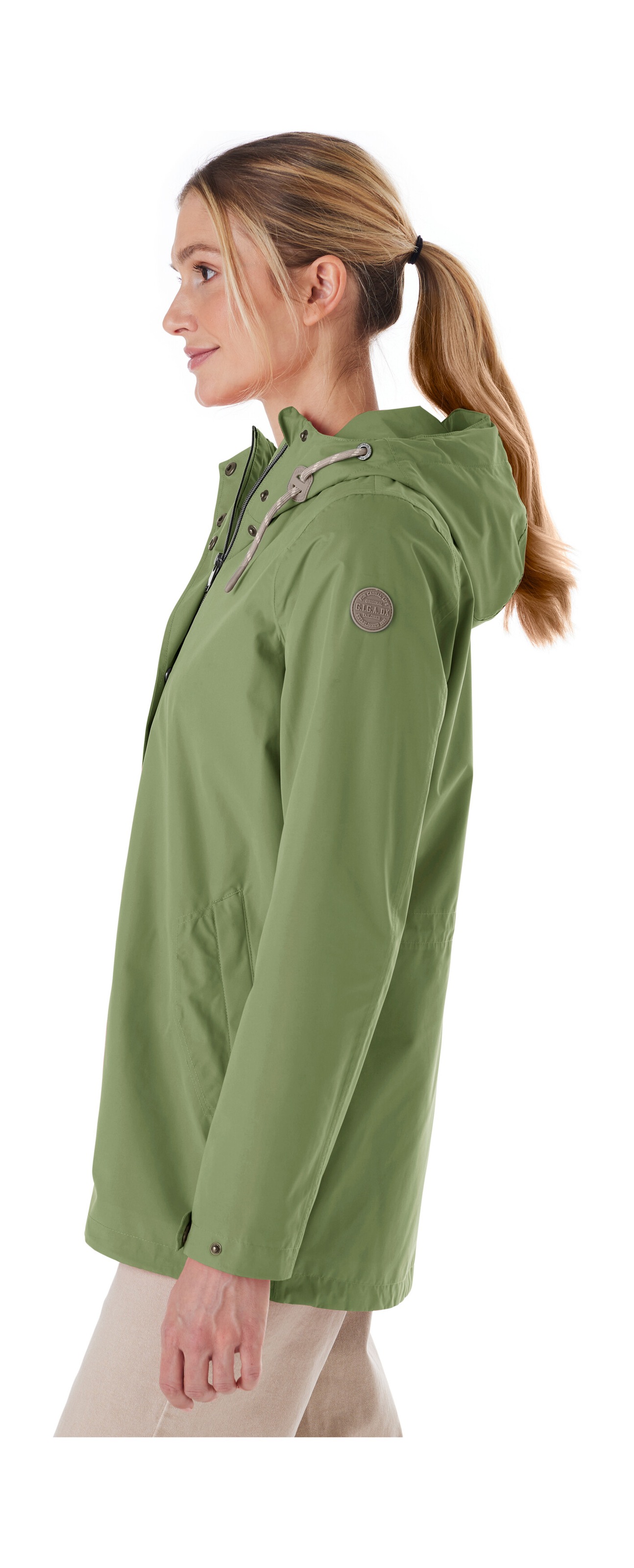 Funktionsjacke "Damen Funktionsjacke OOGS 1", Damen, Gr. 50, grün (olivgrün), Obermaterial: 100% Polyester;Futter: 100% Polyester, G.I.G.A. DX BY KILLTEC, Jacken Funktionsjacke, Wasserdichte Damenjacke, regulierbar, Teflon EcoElite™-Imprägnierung 2