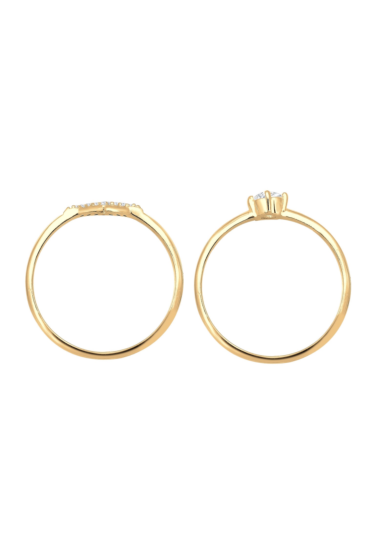 Elli Verlobungsring »Dreieck Zirkonia Weiß 2er-Set 925 Sterling Silber«