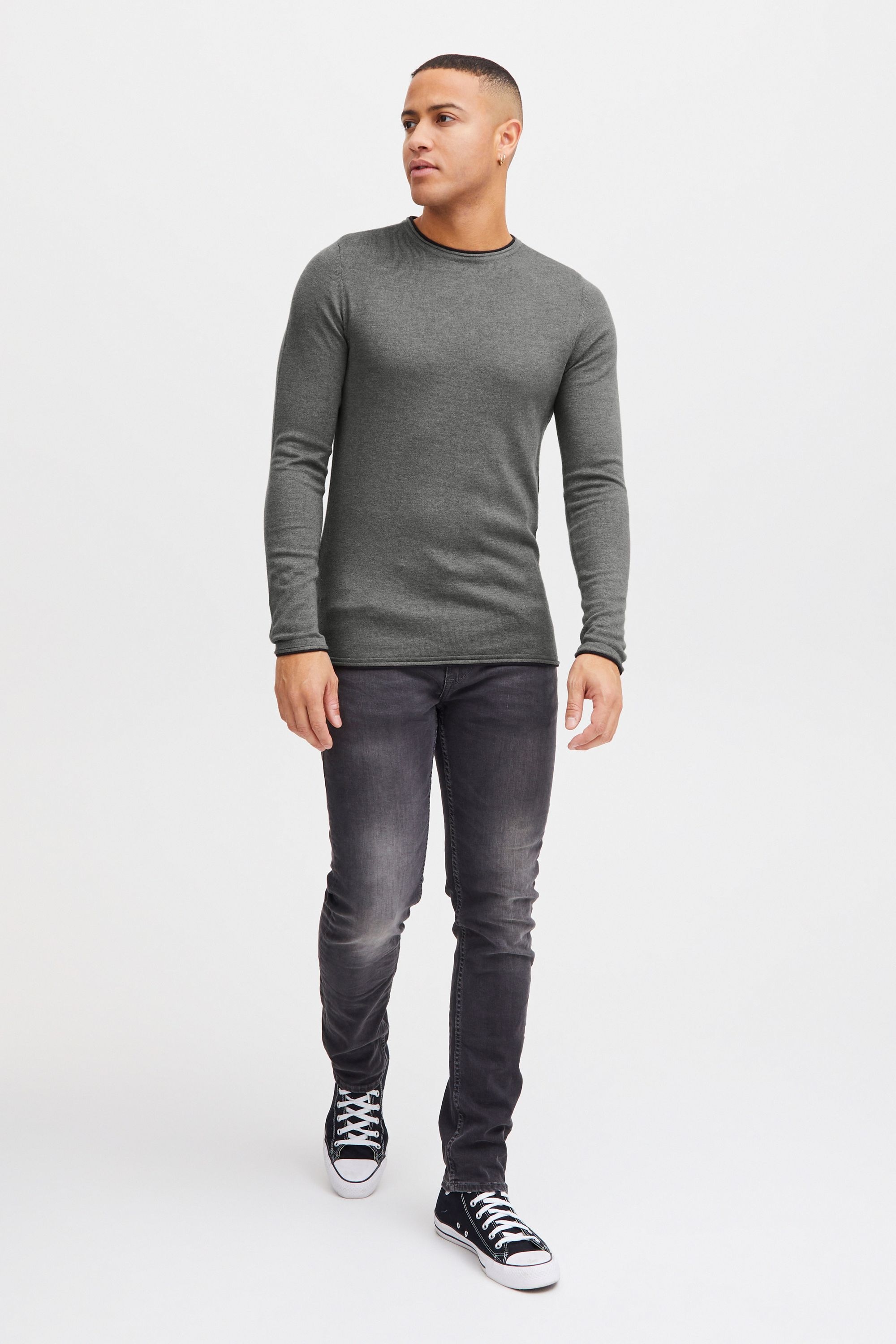 BLEND BHOdin Herren Rundhalspullover Pewter Mix L 2