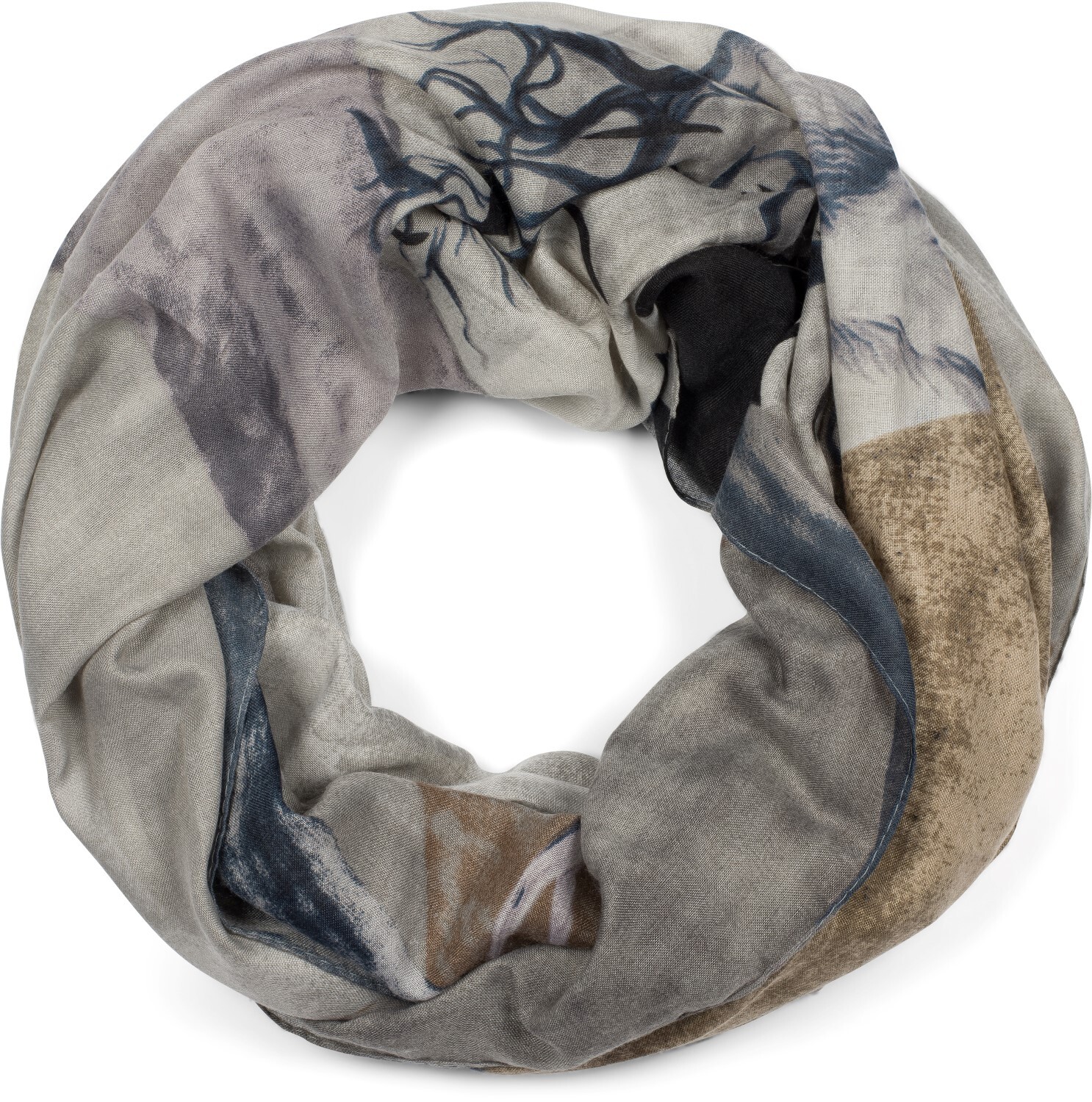 styleBREAKER Loop "Loop Schal mit Hirsch Print" 1 Stk.