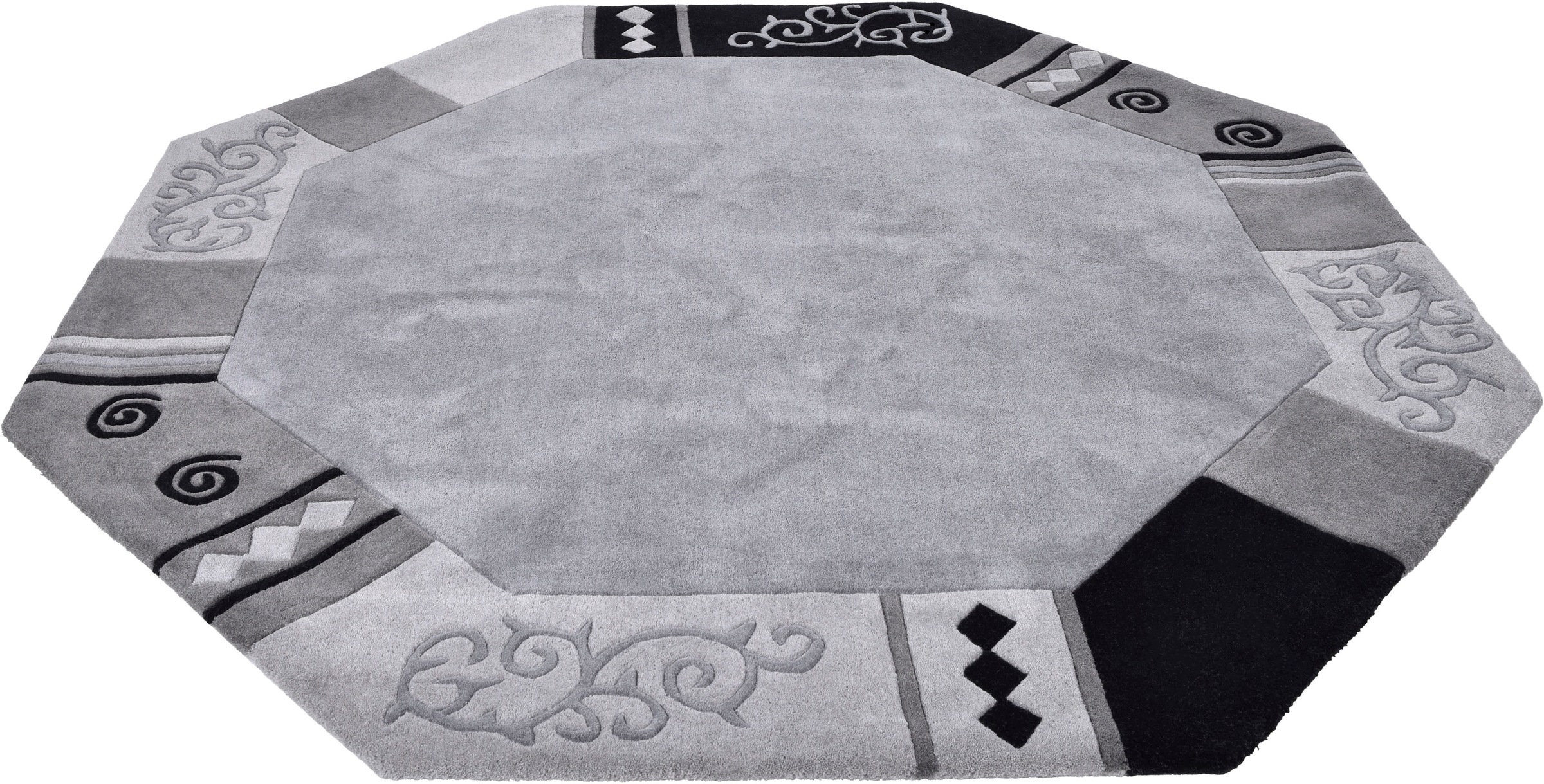 THEKO Wollteppich "Ambadi" achteckig 14 mm Höhe reine Schurwolle, handgetuf günstig online kaufen