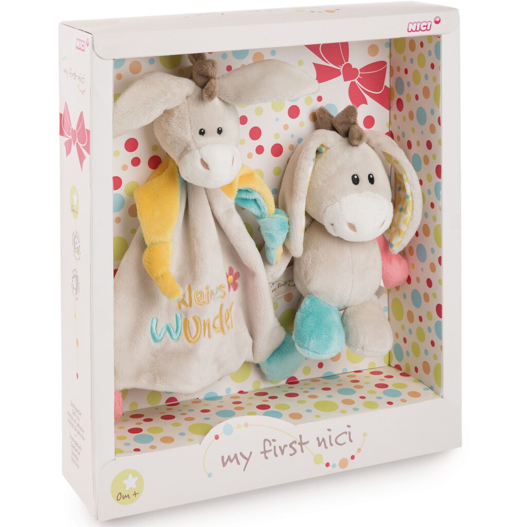 Nici Kuscheltier »My First NICI, Schmusetier Esel Muli, 18 cm«, (Set, 2 St., Geschenk-Set)