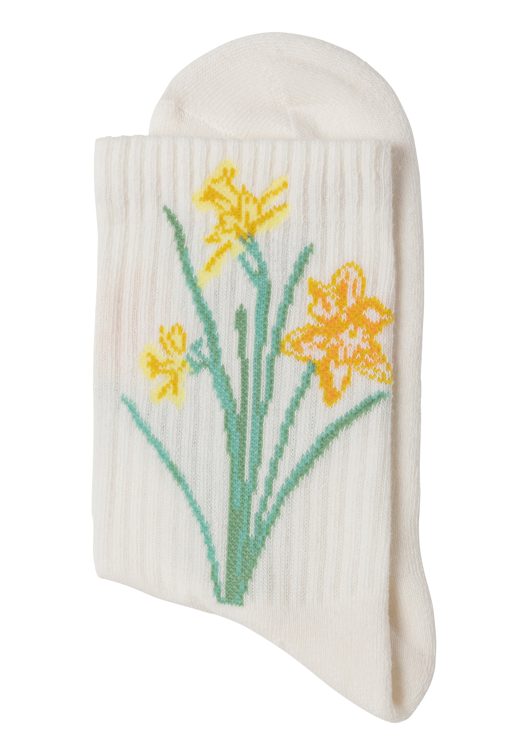 LASCANA Basicsocken, (Packung, 4 Paar), mit eingestrickten Blumen Motiven