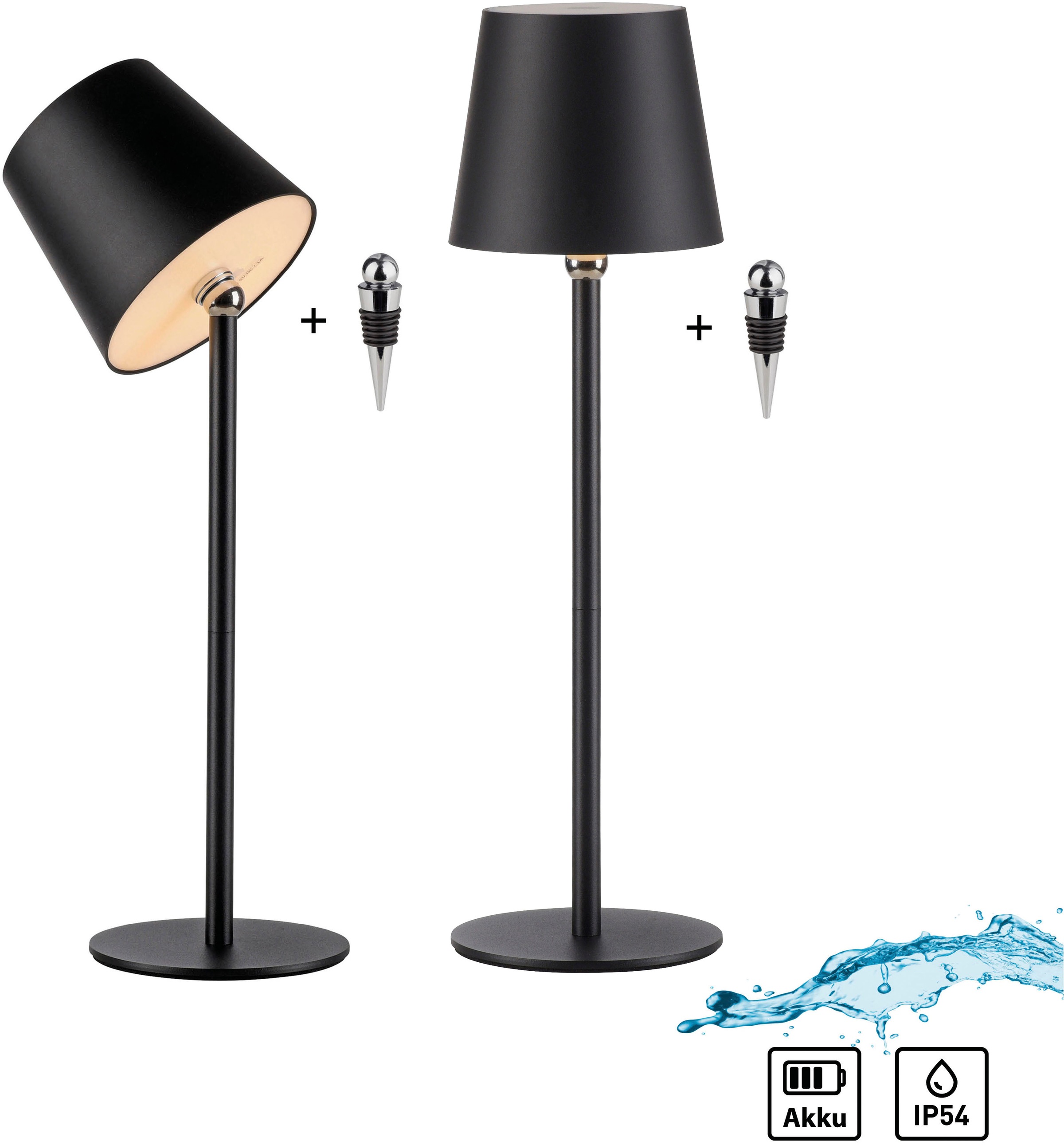 JUST LIGHT LED Tischleuchte »BOTERIA« LED-Board 2 Stk. Warmweiß Akkubetrieben, Aufladebar, 2er Set, magnetisch, dimmbar