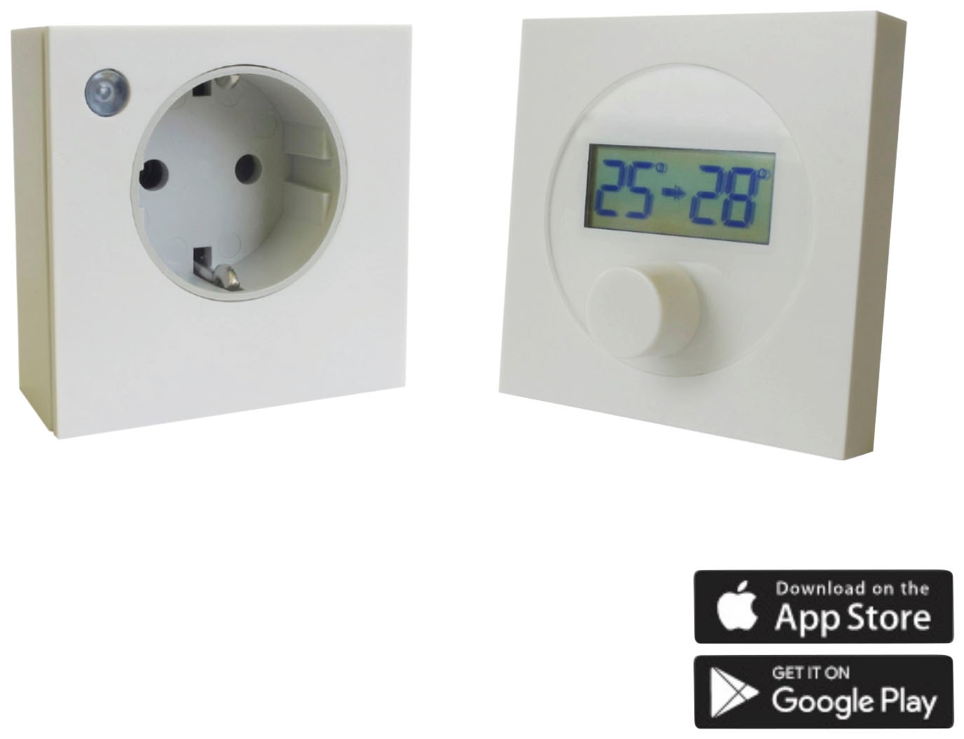 Ximax Raumthermostat »Funk-Thermostat, Steckdosen-Set«, (2 St., bestehend aus Funk-Thermostat und Steckdosenempfänger), zur Steuerung von Infrarotheizungen, Weiß