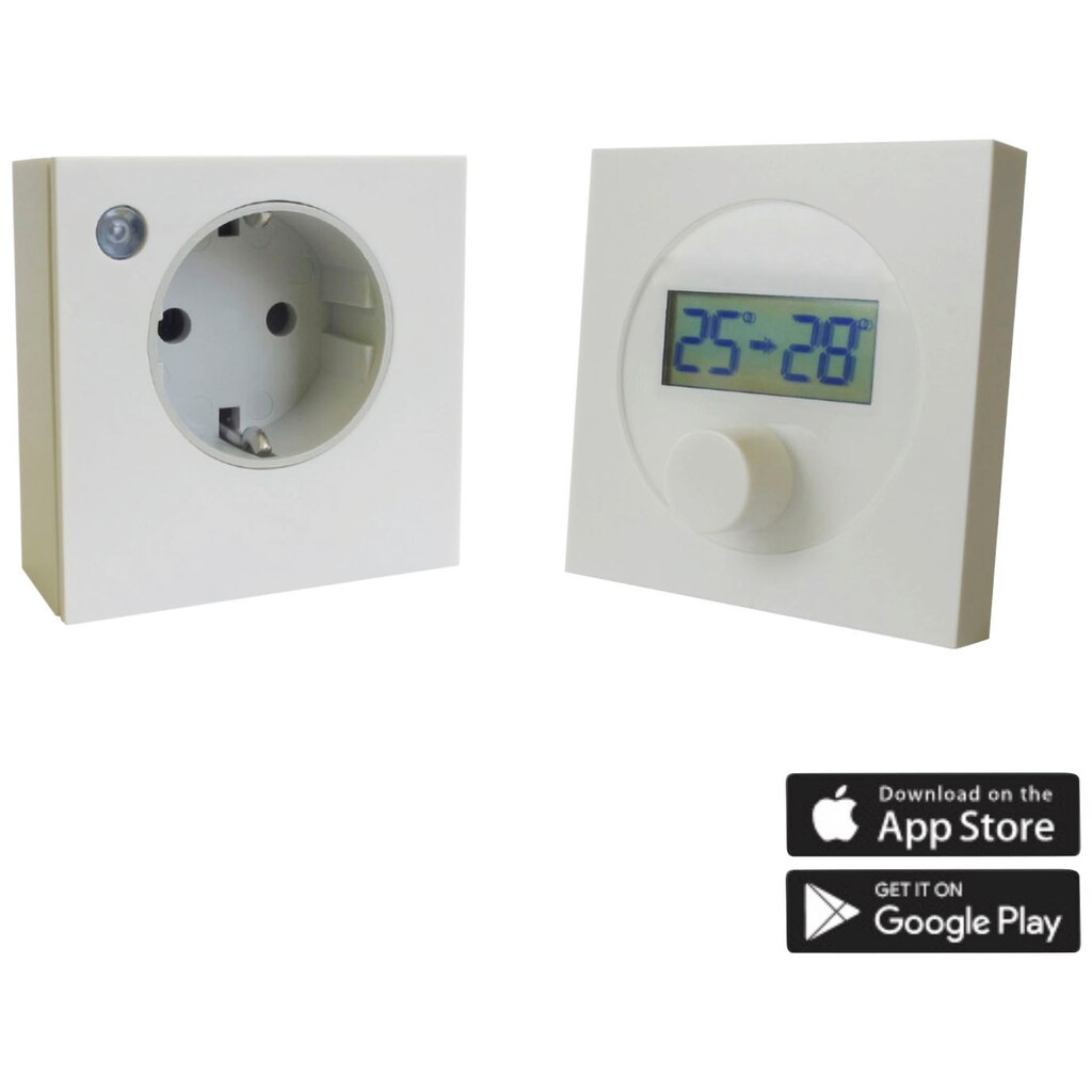 Ximax Raumthermostat »Funk-Thermostat, Steckdosen-Set«, (2 St., bestehend aus Funk-Thermostat und Steckdosenempfänger), zur Steuerung von Infrarotheizungen, Weiß