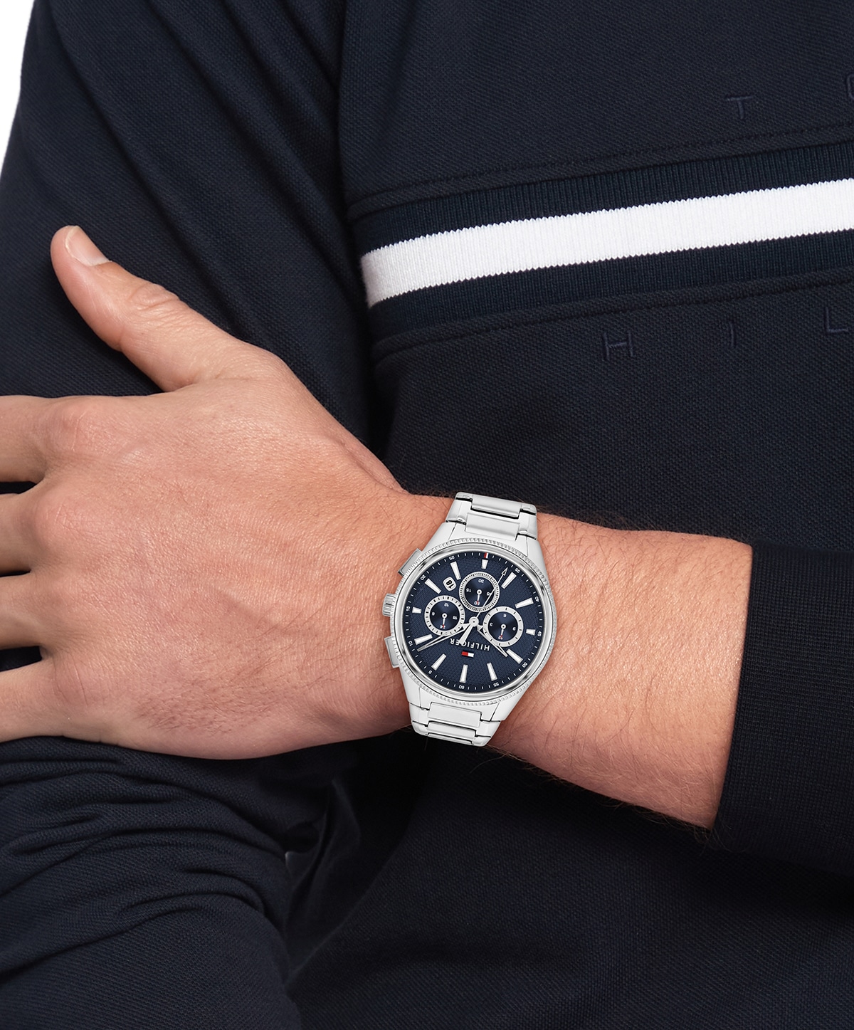 Tommy Hilfiger Multifunktionsuhr »Sam« Quarzuhr, Armbanduhr, Herrenuhr, Edelstahlarmband, analog, Tag