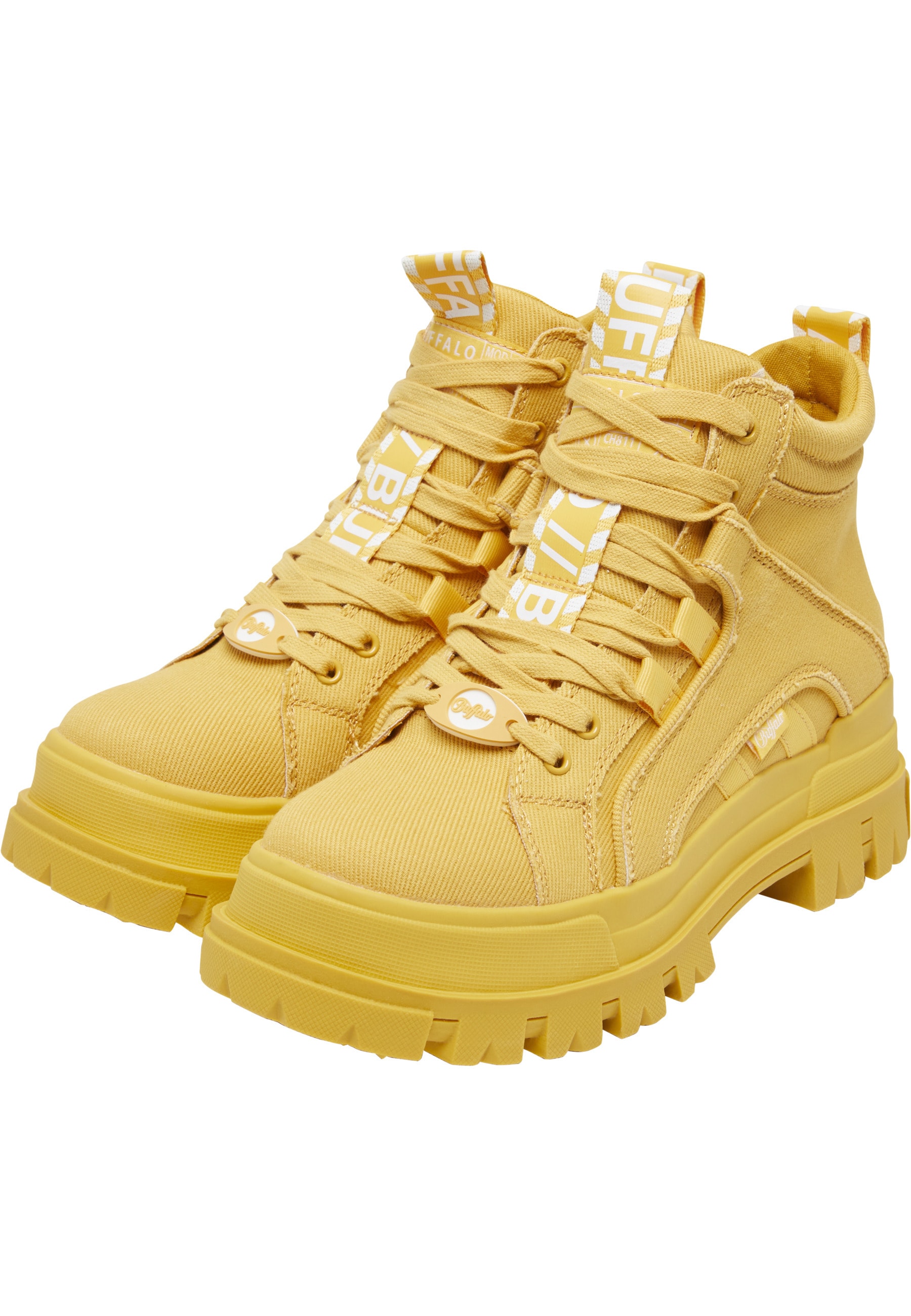 Stiefel BUFFALO "Buffalo ASPHA NC MID", Damen, Gr. 41, gelb, Baumwolle, unifarben, Schuhe Stiefel