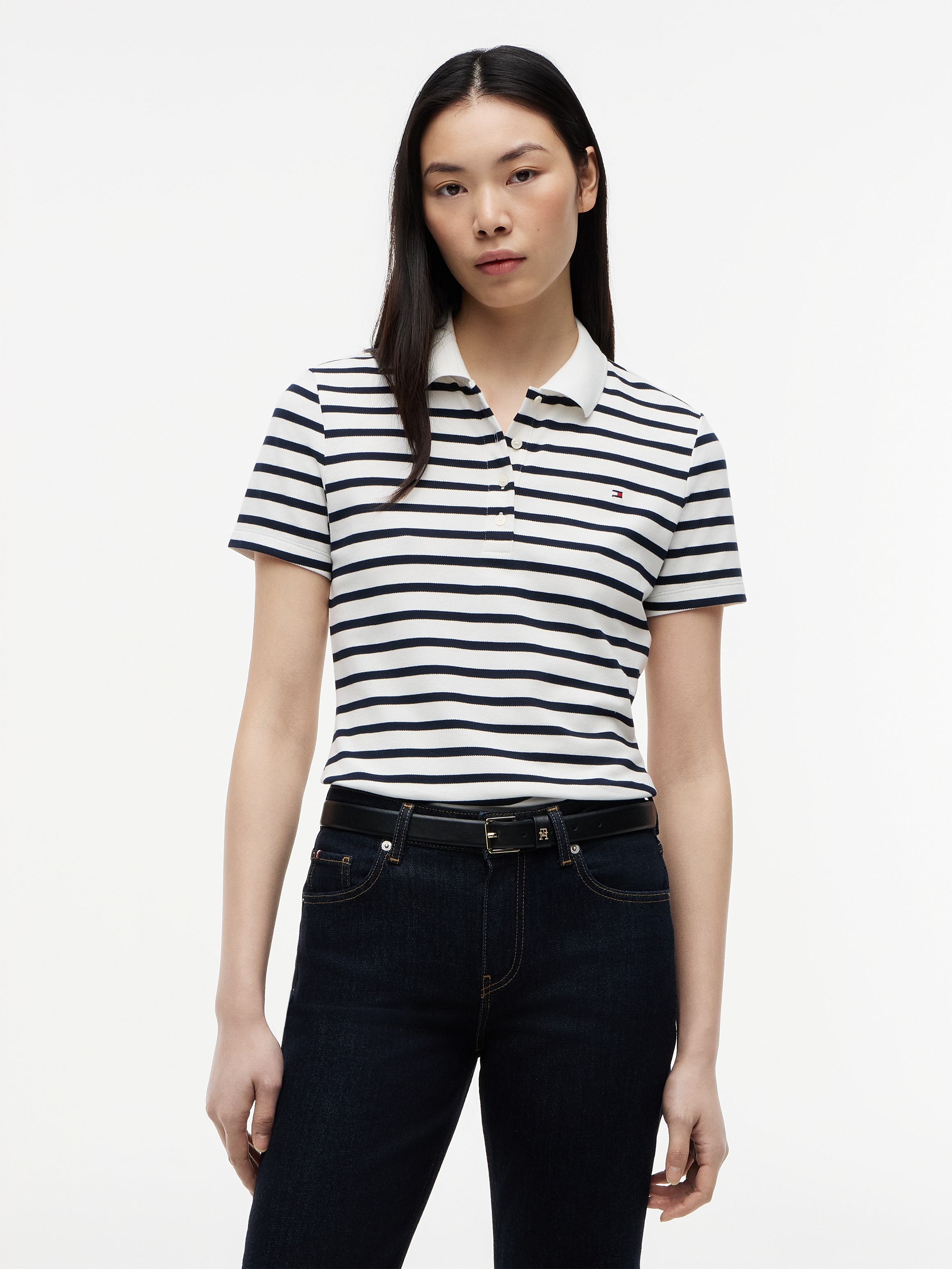 Tommy Hilfiger "1985 Slim Fit Pique Premium" mit Logostickerei, Seitenschlitze