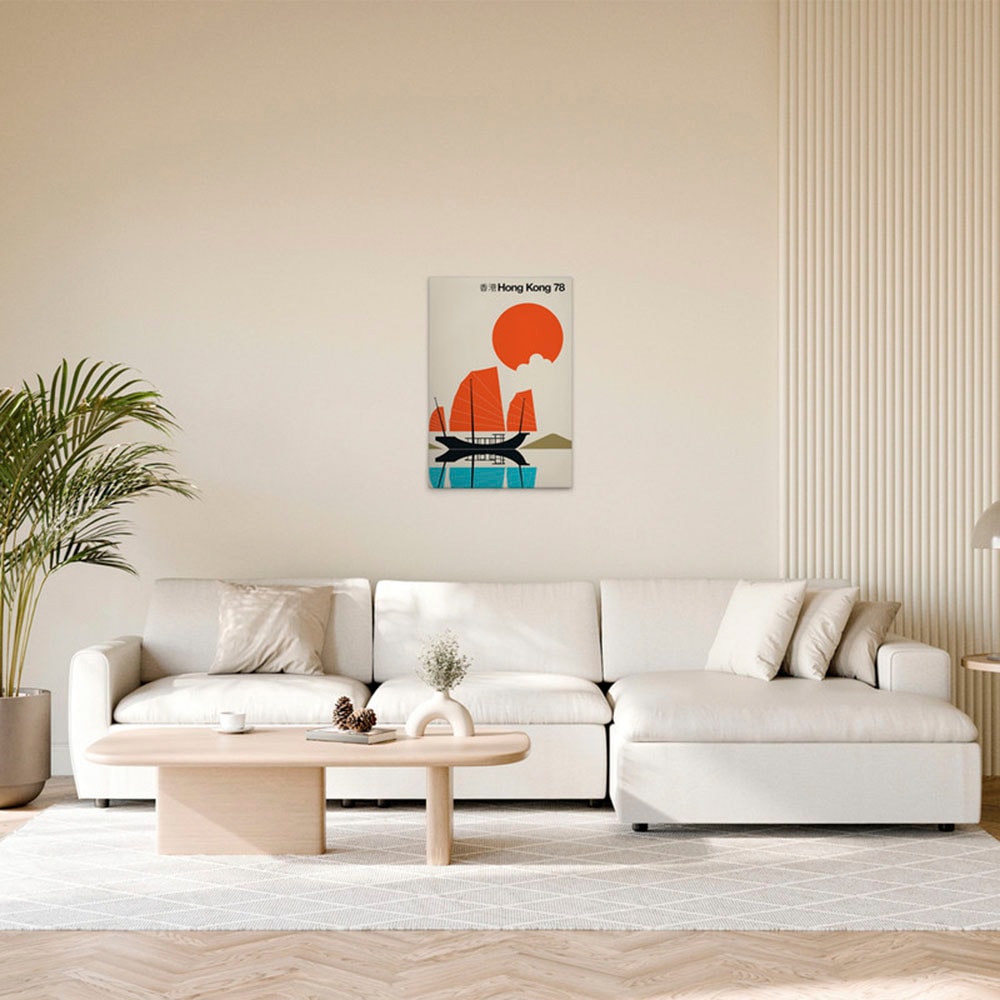 A.S. Création Leinwandbild "HongKong78 - Wandbild Creme Blau Orange Keilrah günstig online kaufen