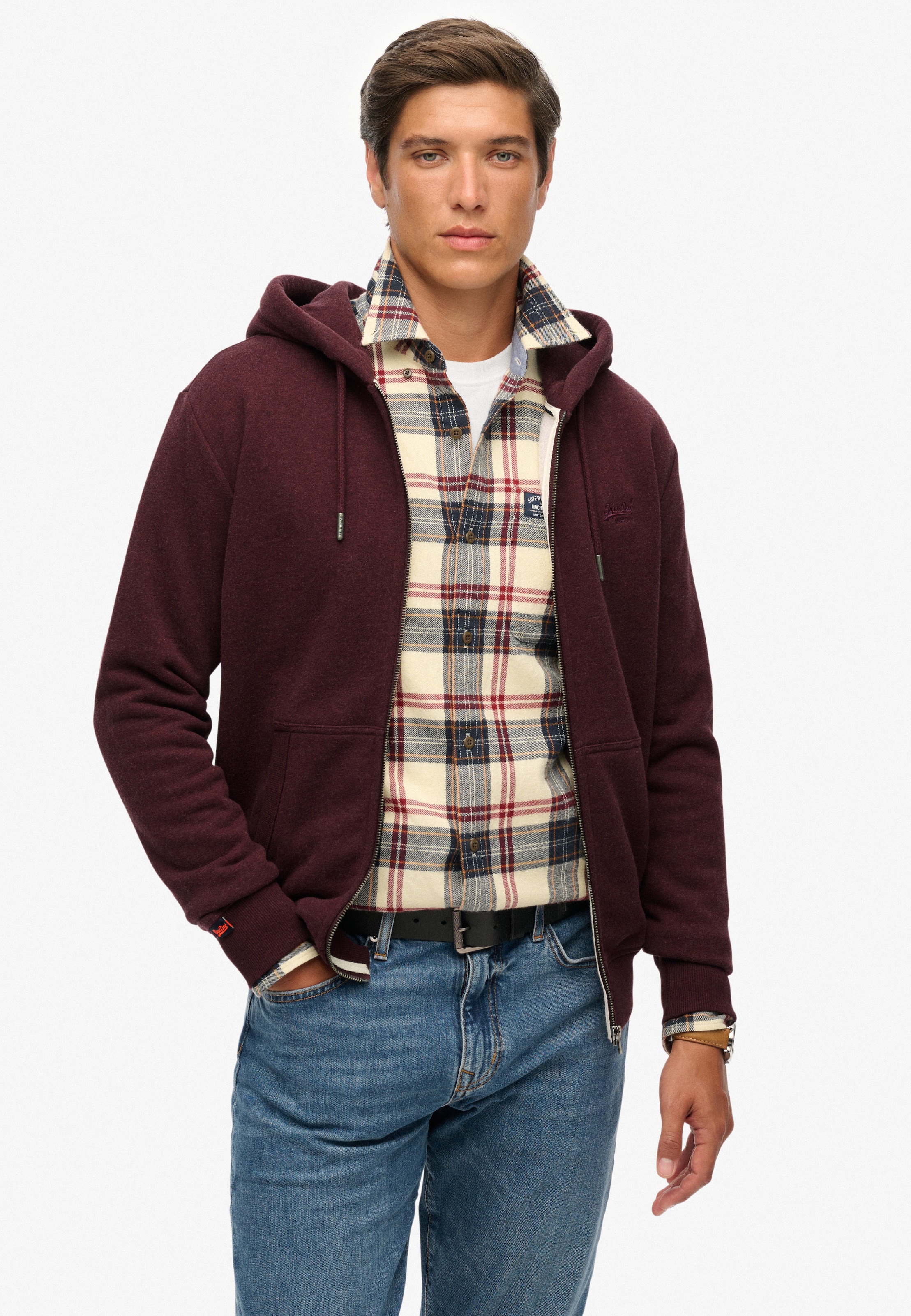 Superdry Kapuzensweatjacke "ESSENTIAL LOGO ZIP HOODIE HB" Baumwollmischung, günstig online kaufen