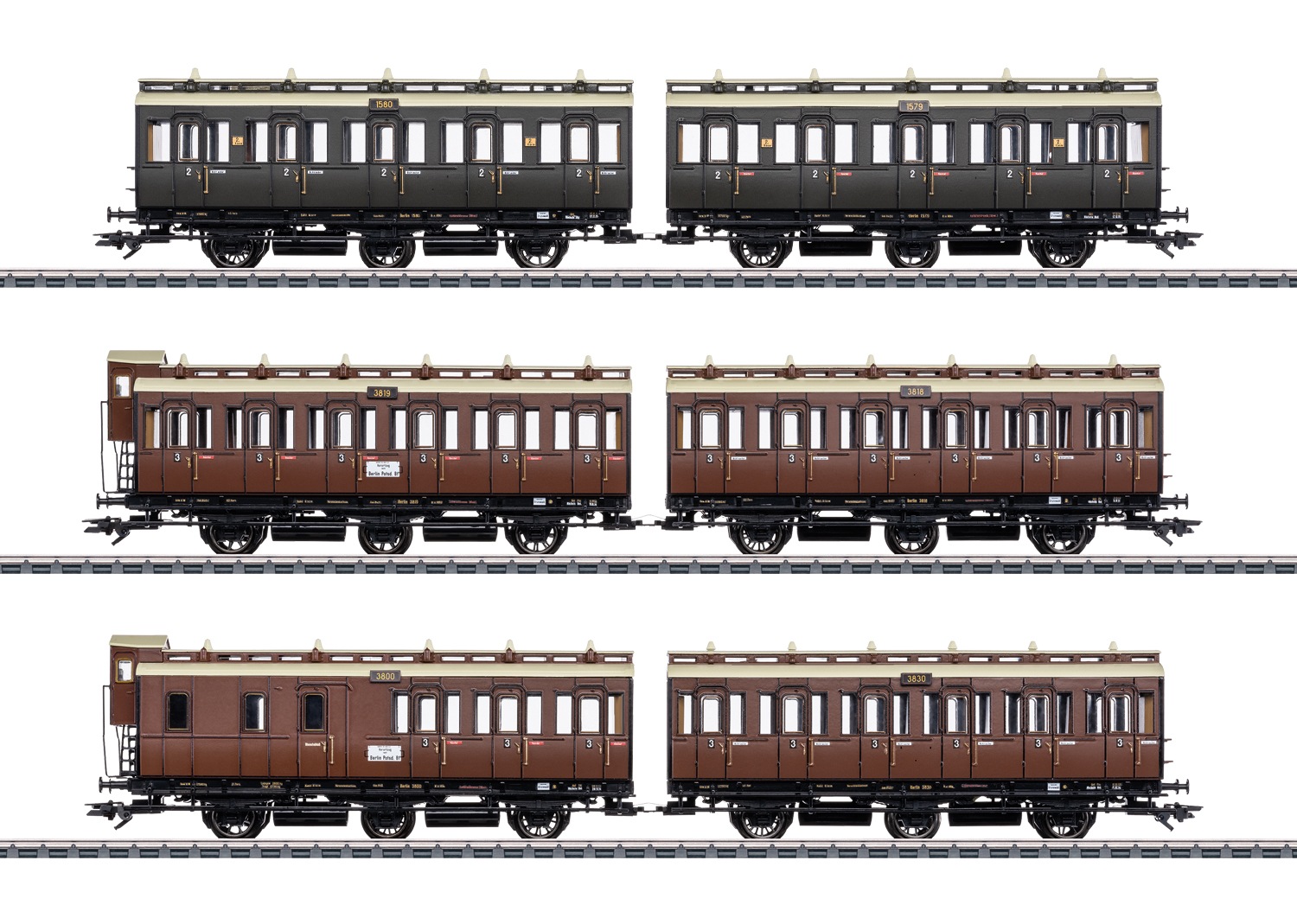 MÄRKLIN Kinder Personenwagen "Abteilwagen-Set - 42047"braun, Kunststoff, Metall, Modelleisenbahn-Fahrzeuge