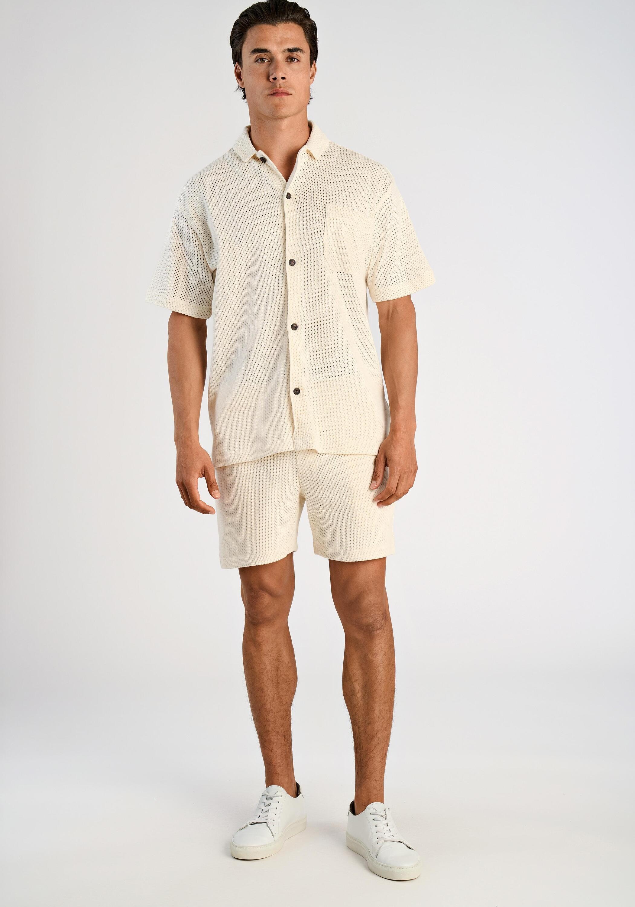 Flanellhemd LINDBERGH "Freizeithemd Regular Fit", Herren, Gr. M, Normalgrößen, weiß (ecru weiß), Obermaterial: 100% Baumwolle, Hemden 3