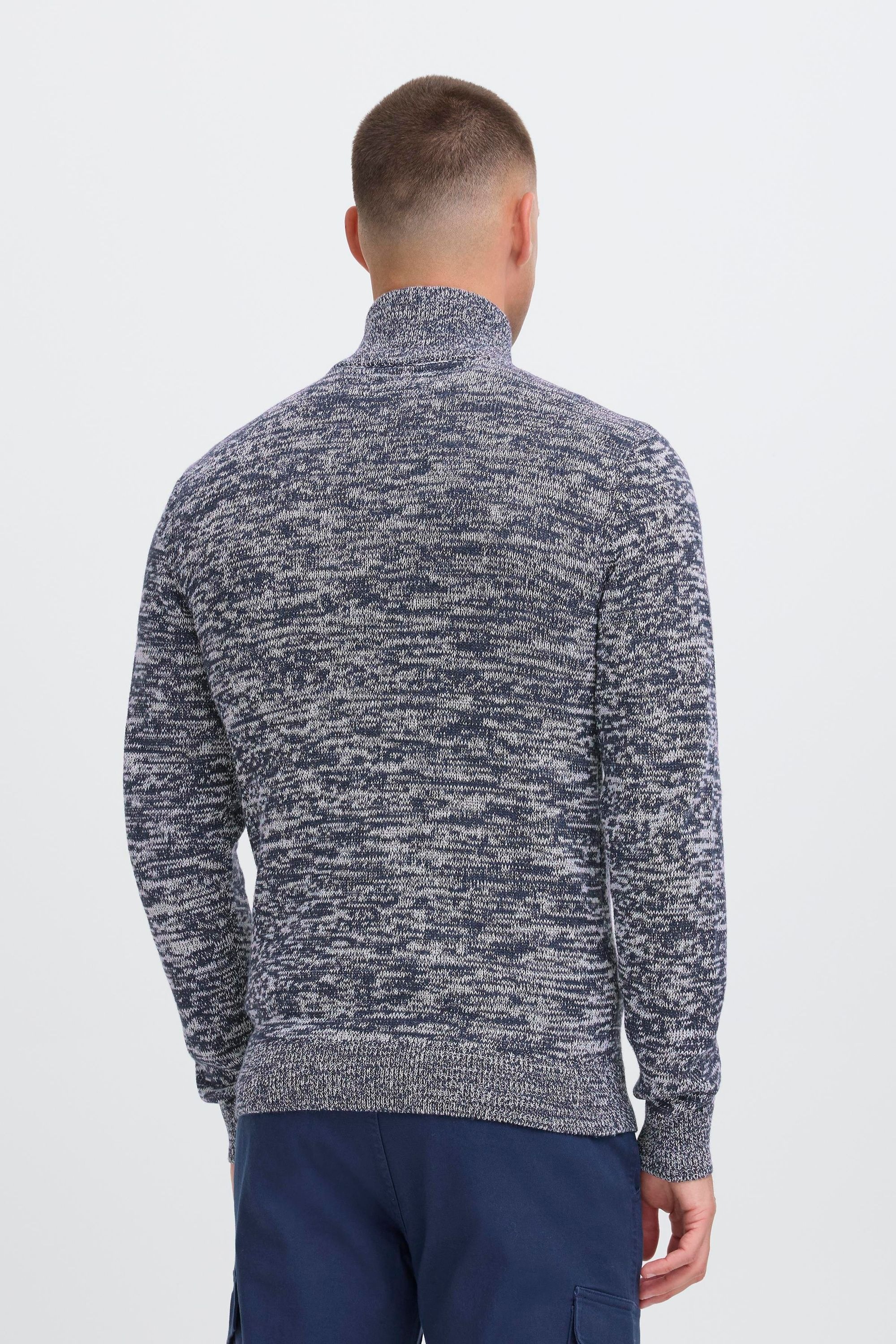 Troyer BLEND "BHDanni", Herren, Gr. M, marineblaus, Grobstrick, 70% Baumwolle (Recycled), 30% Polyester (Recycled), meliert, normal normal, hoch geschlossener Ausschnitt, Pullover Troyer, Klassischer Troyer mit Reißverschluss 6