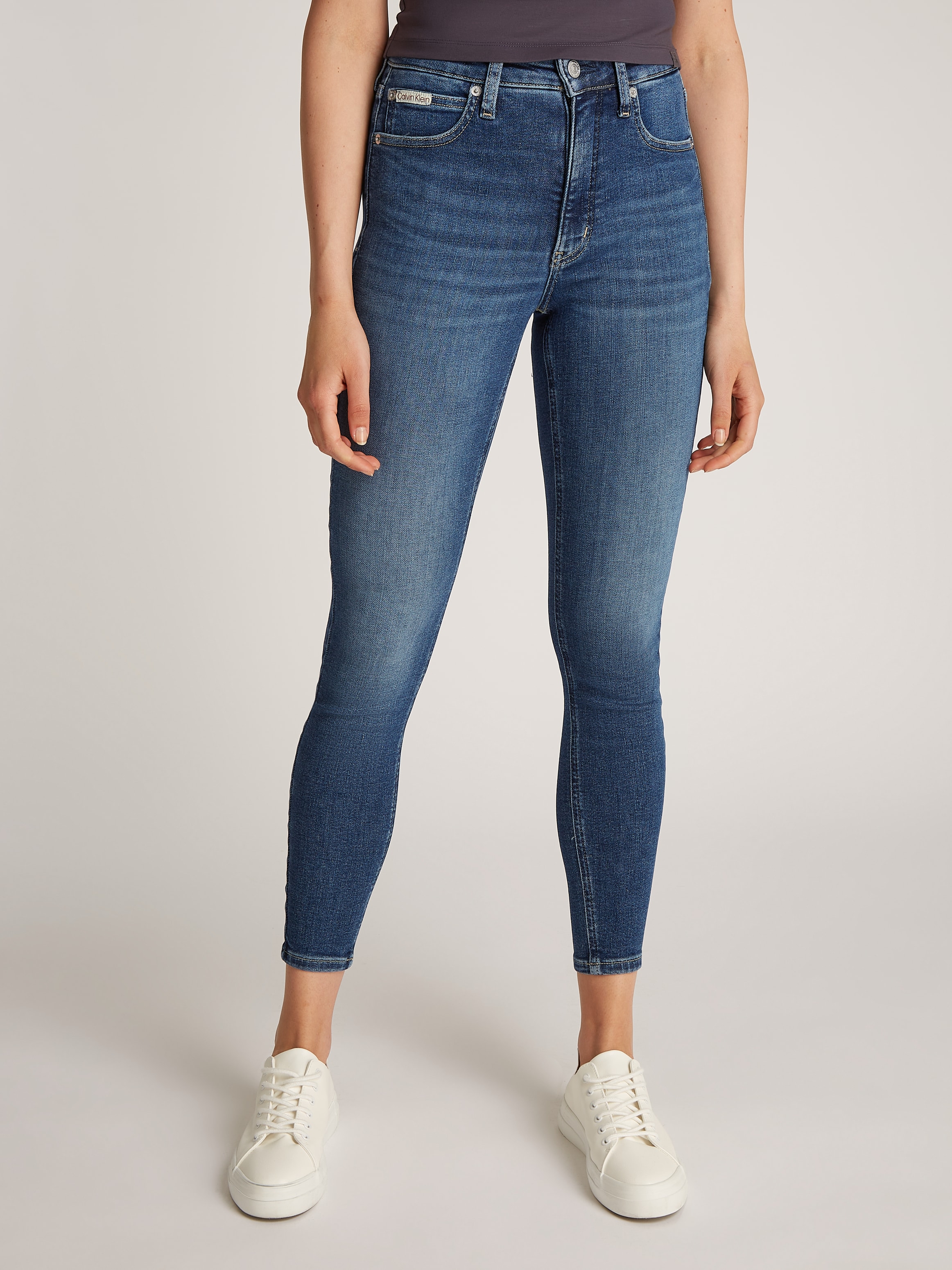 Calvin Klein Jeans Skinny-fit-Jeans »HIGH RISE SUPER SKINNY ANKLE«, mit Stoned wash Optik, mit Coinpocket