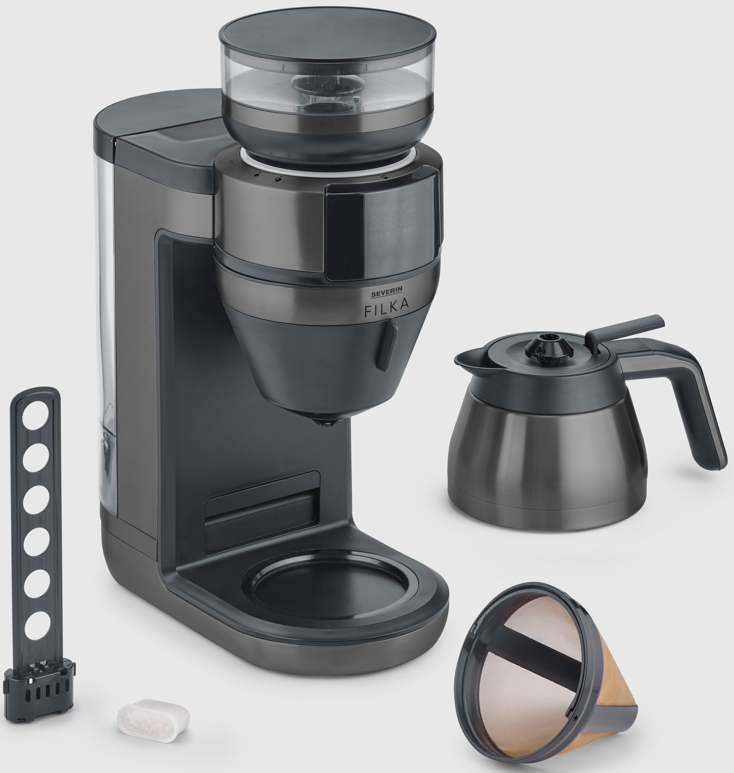 Severin Kaffeemaschine mit Mahlwerk »KA 4855 Filterkaffee-Vollautomat FILKA 2.0 Thermo«, 1,1 l Kaffeekanne, Papierfilter-Permanentfilter, 1x4
