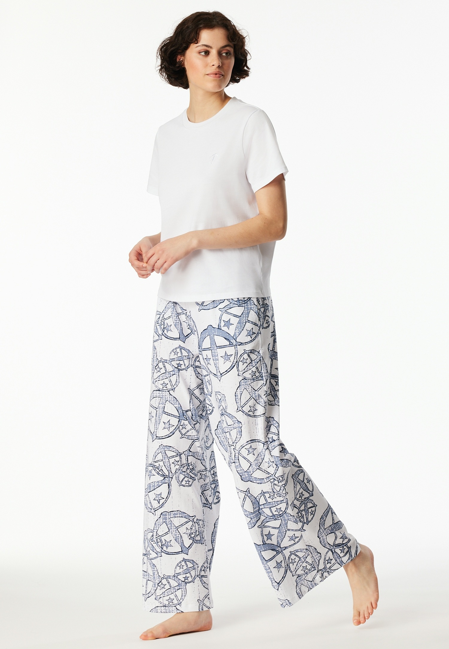 Schiesser Loungehose »SCHIESSER 150 YEARS«, seitliche Taschen, weites Bein, Baumwolle, Bindekordel