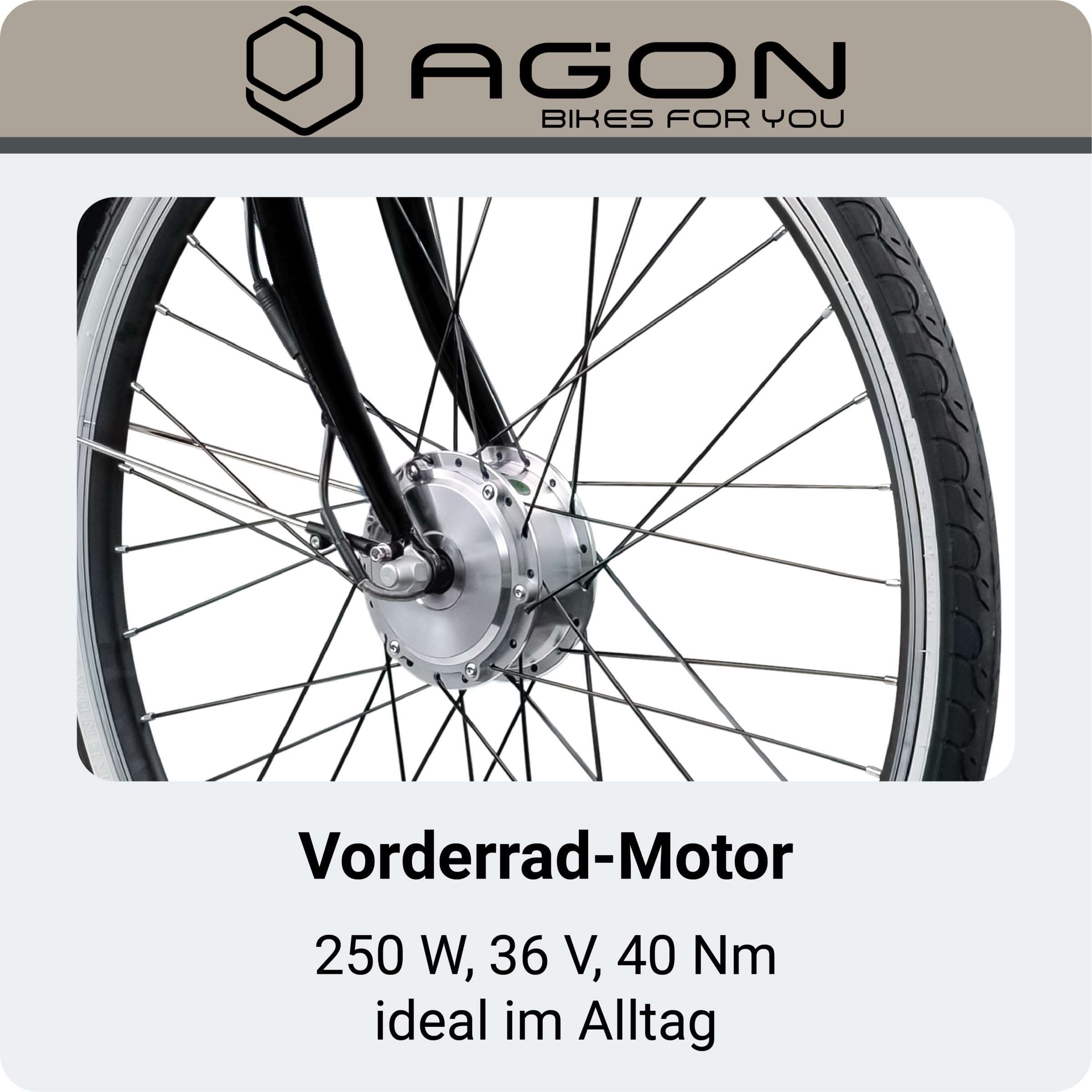 AGON »Assist« 3 Gang Nabenschaltung Frontmotor 250 W