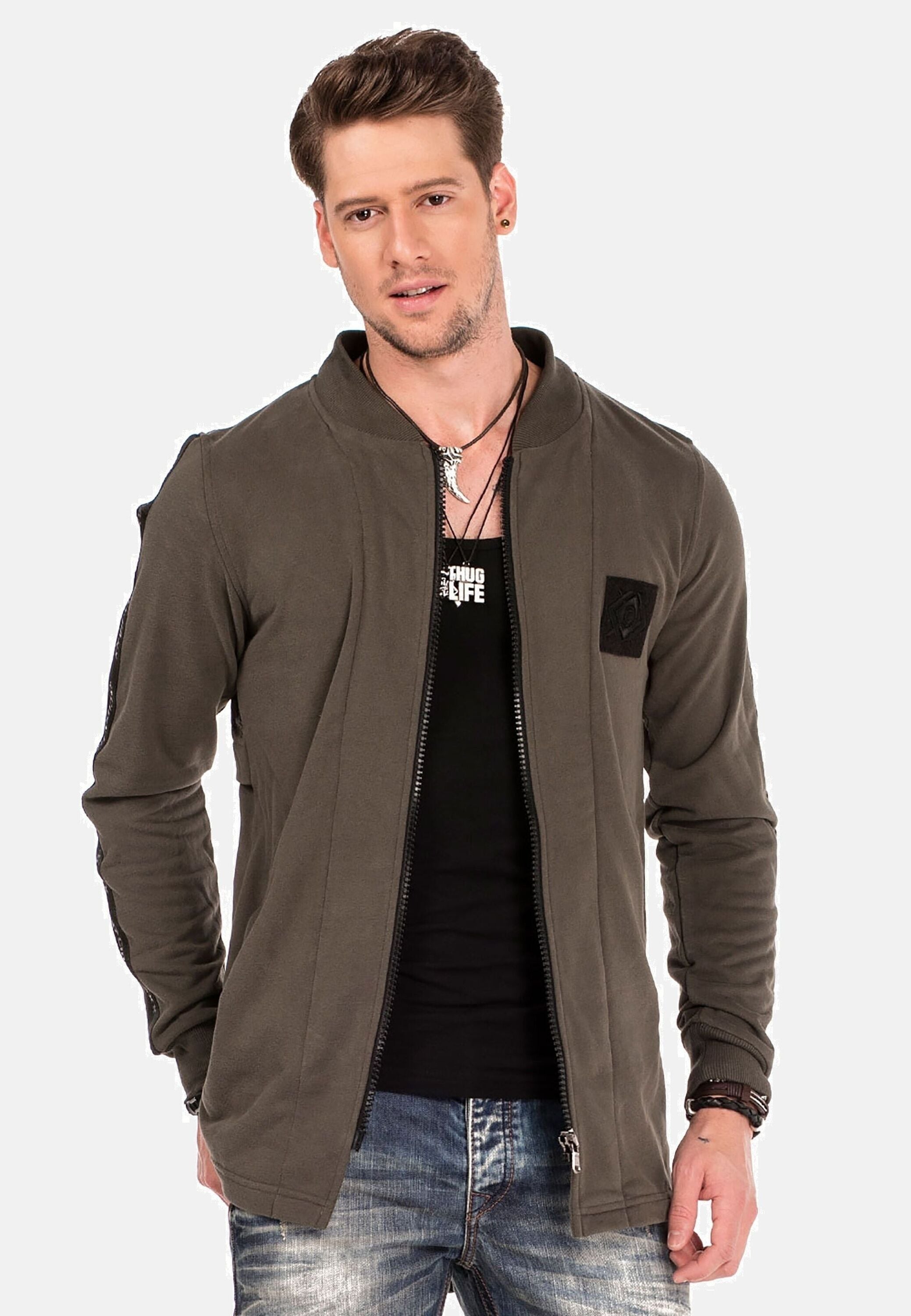 Cipo & Baxx Sweatjacke "Sweatjacke" 1 Stk. tlg. mit Layeroptik, CL-305 günstig online kaufen
