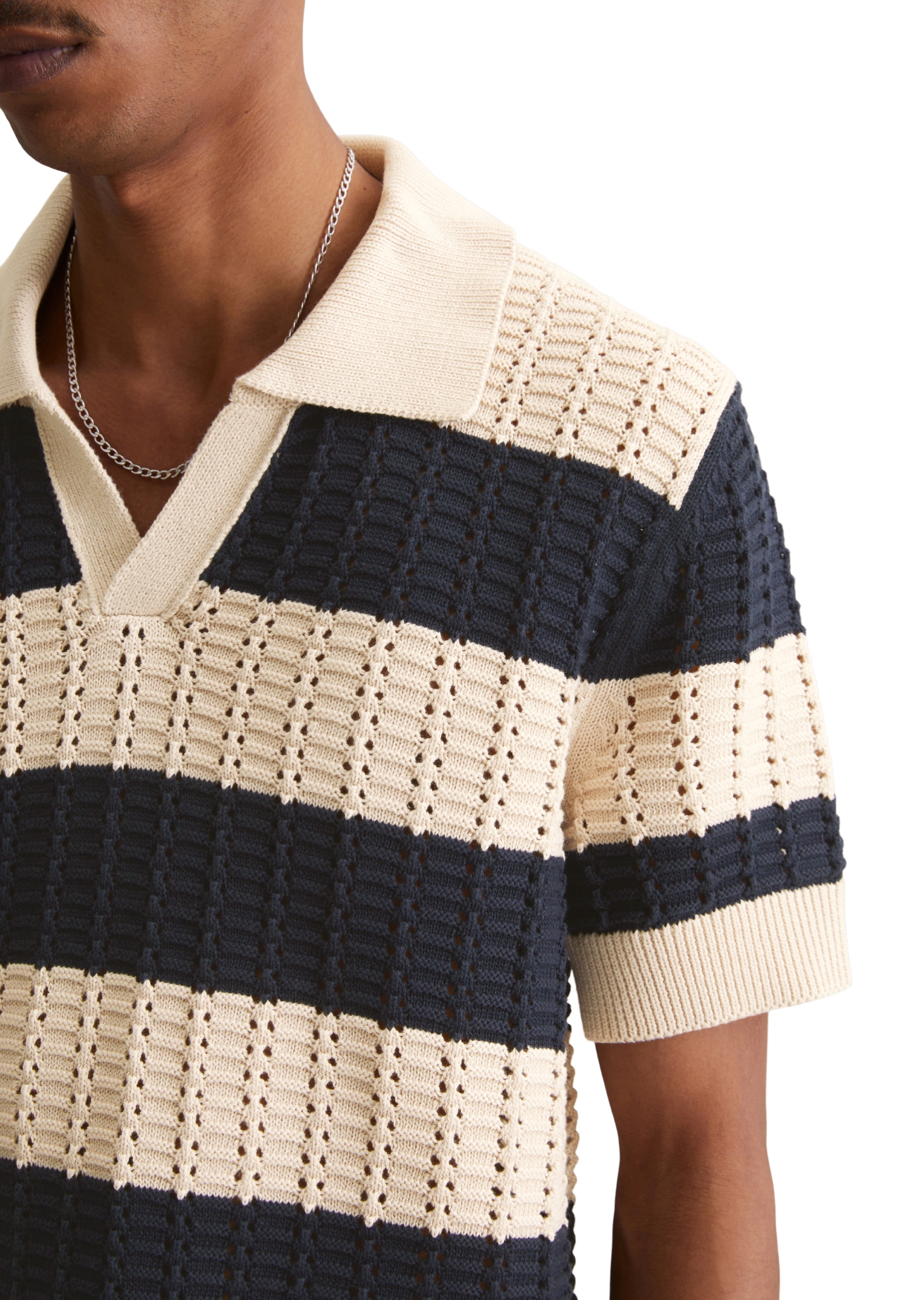 Marc O'Polo DENIM Poloshirt, markantes Loch-Strickmuster