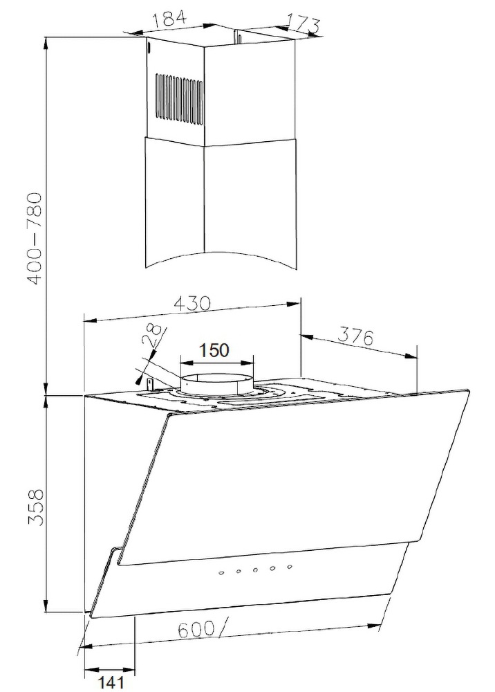 Amica Kaminhaube »KHF 664 611 S« Stark im kompakten Look: touch, hell und leicht zu reinigen