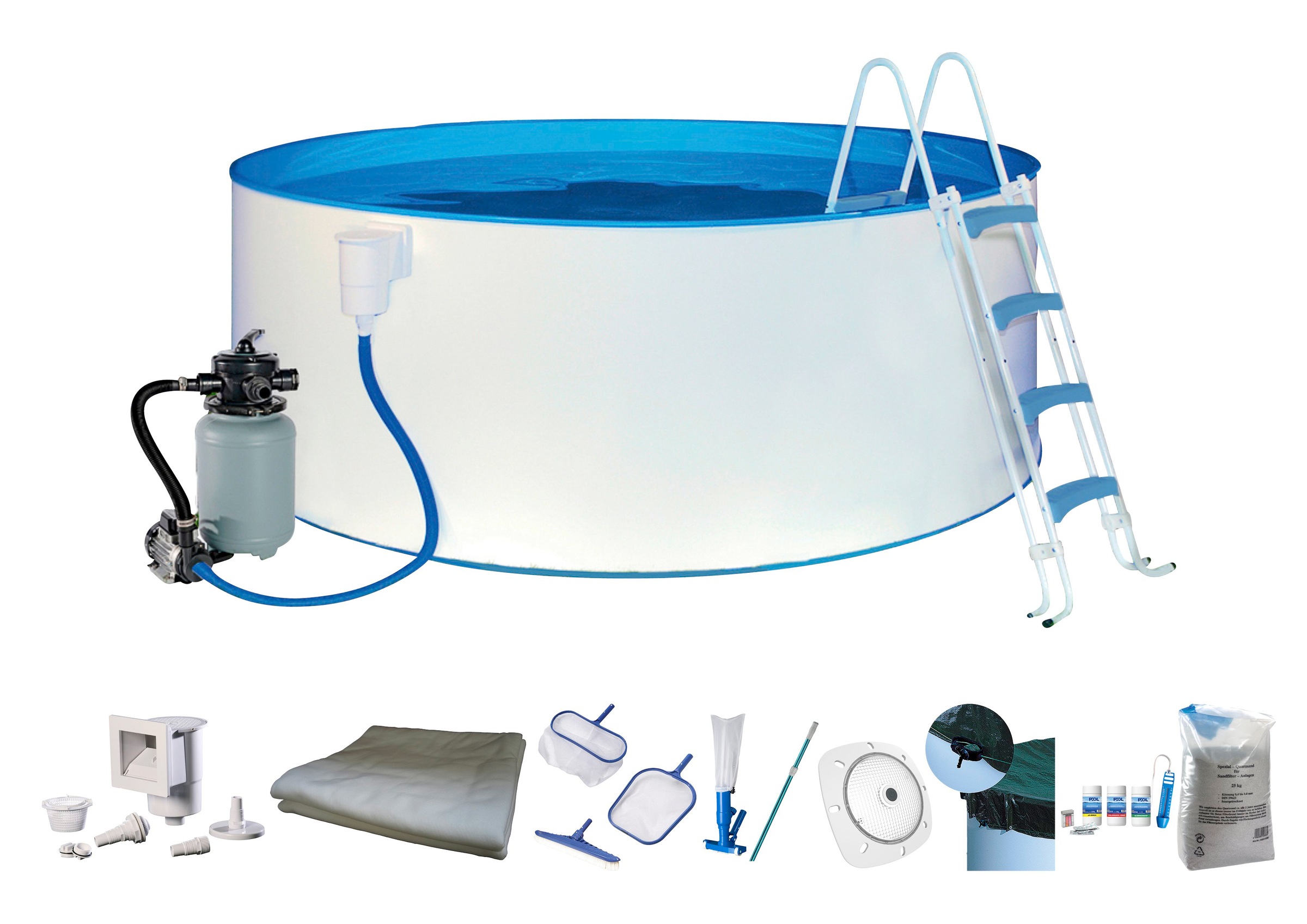 my POOL BWT Rundpool, (Set), Mit Stanzung in der Stahlwand für Einbauskimmer und Einlaufdüse