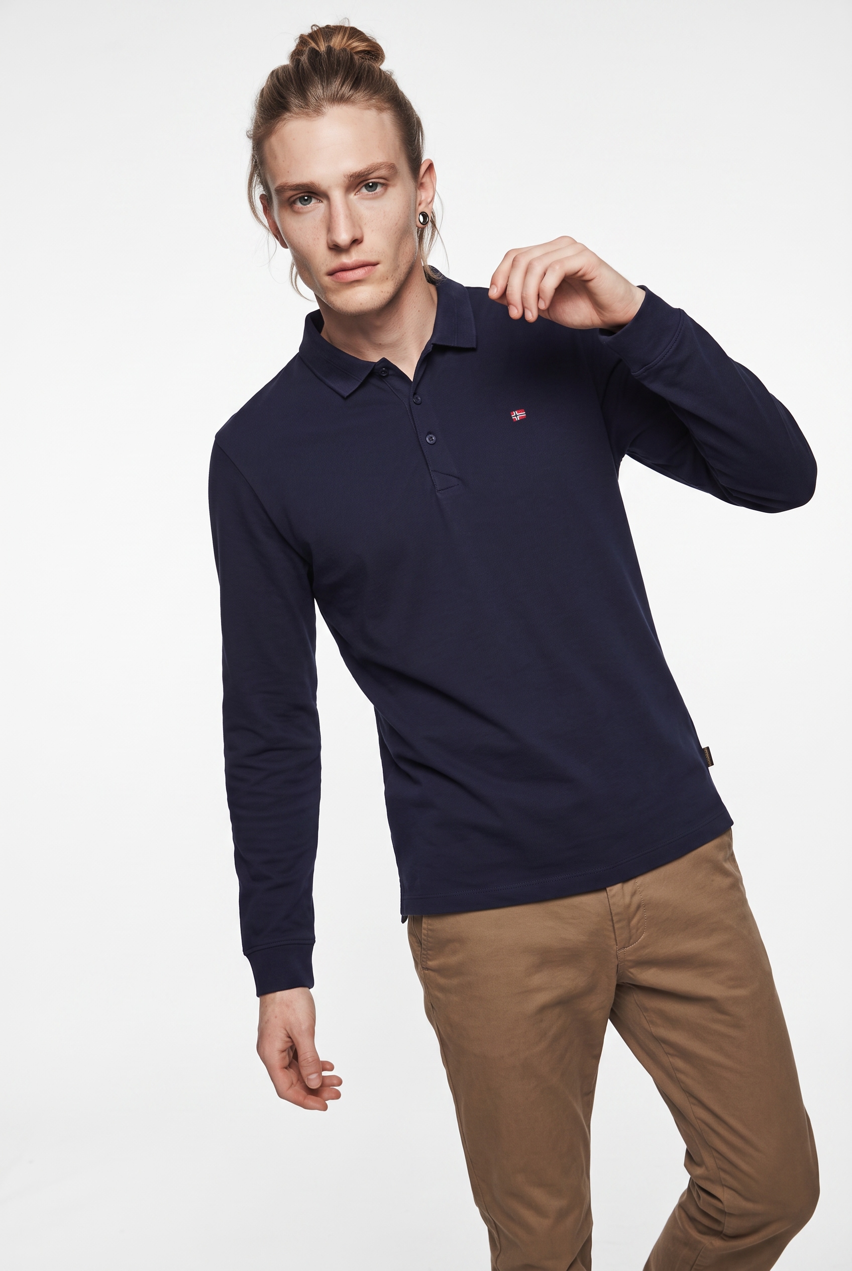 Napapijri Langarm-Poloshirt "EALIS LS 1" mit Polokragen, unifarben, aus Baumwolle, klassische Passform