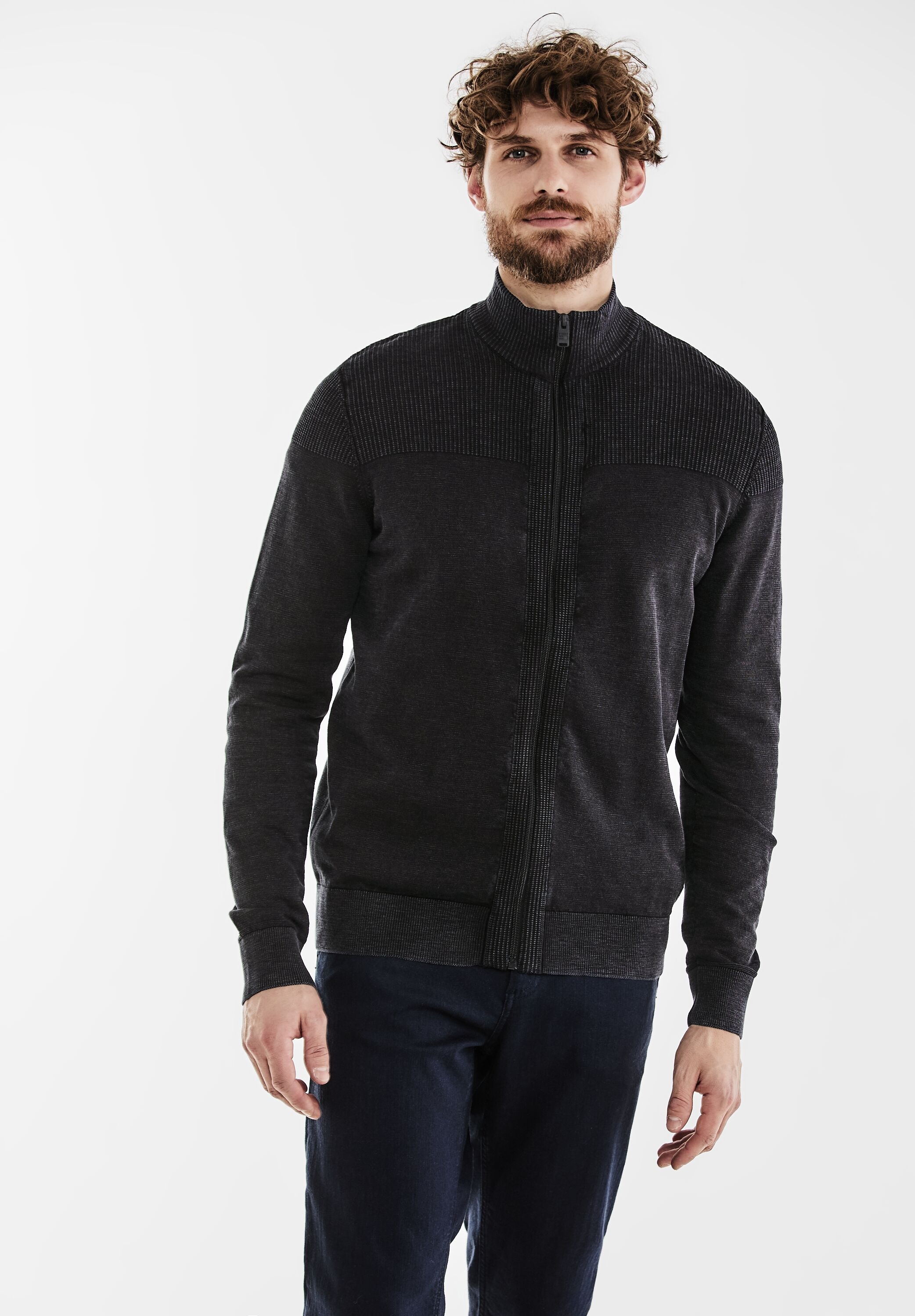 STREET ONE MEN Strickjacke, aus reiner Baumwolle