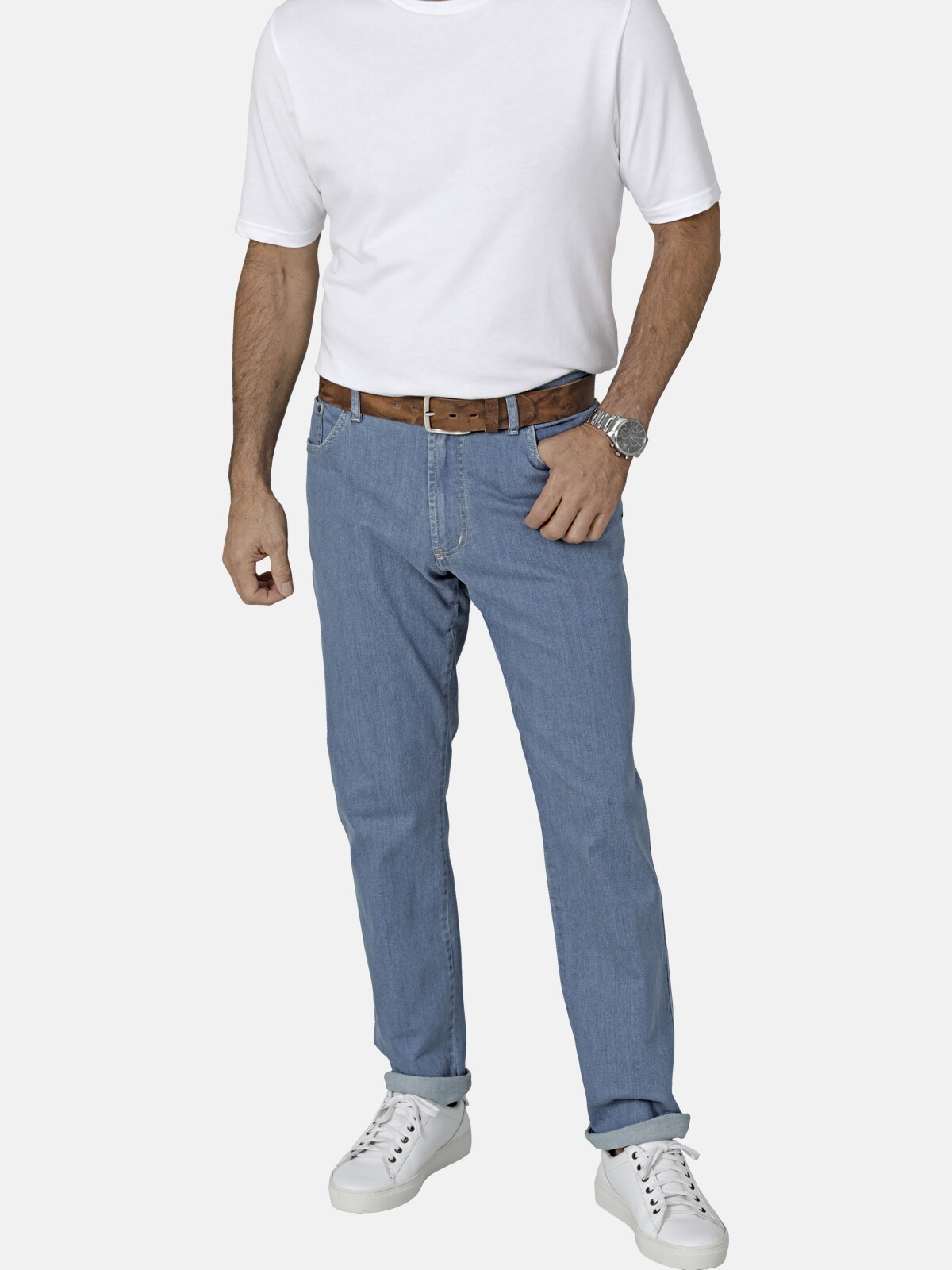 5-Pocket-Jeans BABISTA "Jeans VESTOROSA", Herren, Gr. 48, N-Gr, blau (hellblau), Obermaterial: 98% Baumwolle CO. 2% Elasthan EL., Jeans 5-Pocket-Jeans