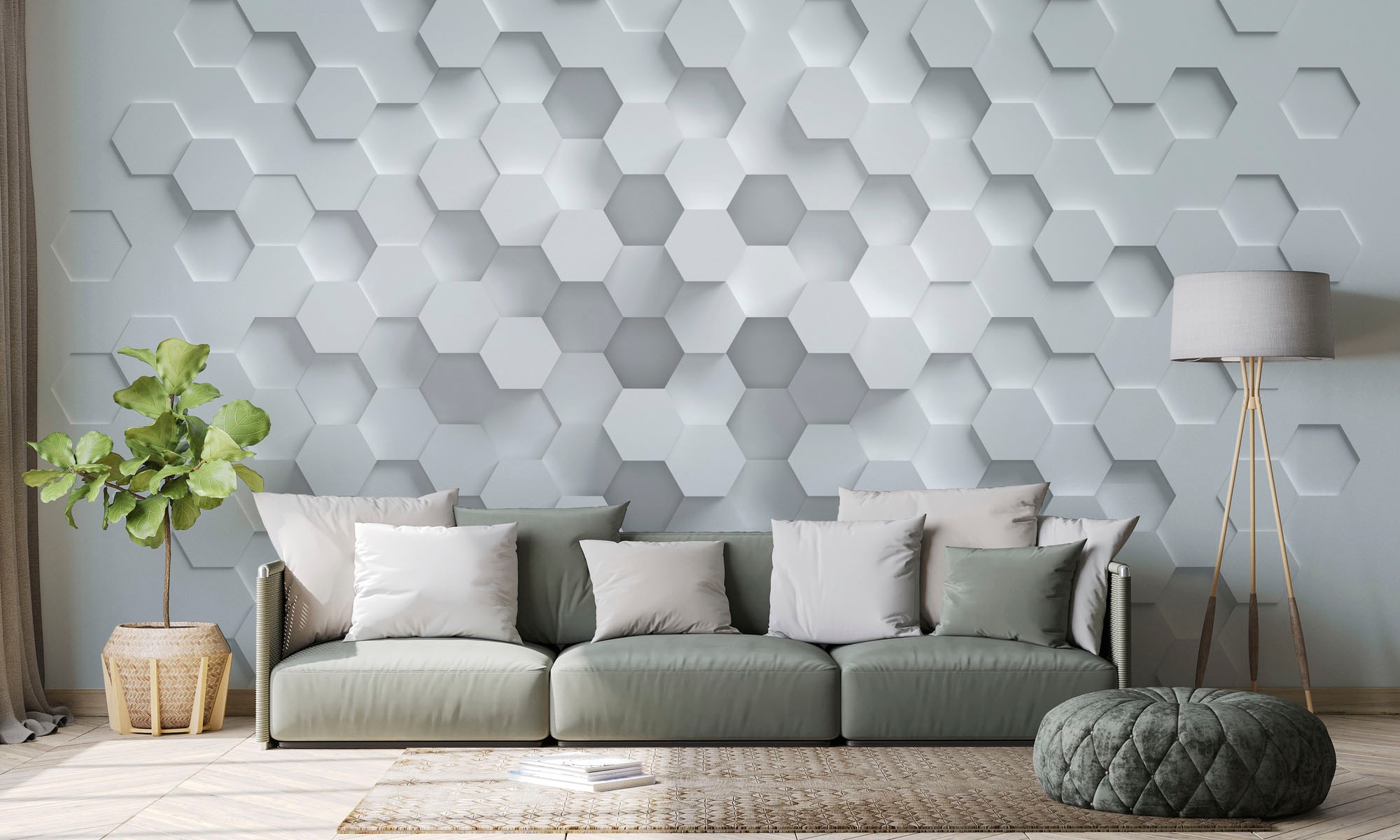 Fototapete günstig Fototapete BAUR 3D »The Wall«, living 3D-Optik-matt-geometrisch, walls Geometrisch Tapete | Weiß