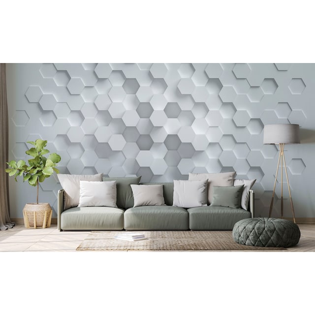 living walls Fototapete »The Wall«, 3D-Optik-matt-geometrisch, Fototapete  Geometrisch Tapete 3D Weiß günstig | BAUR