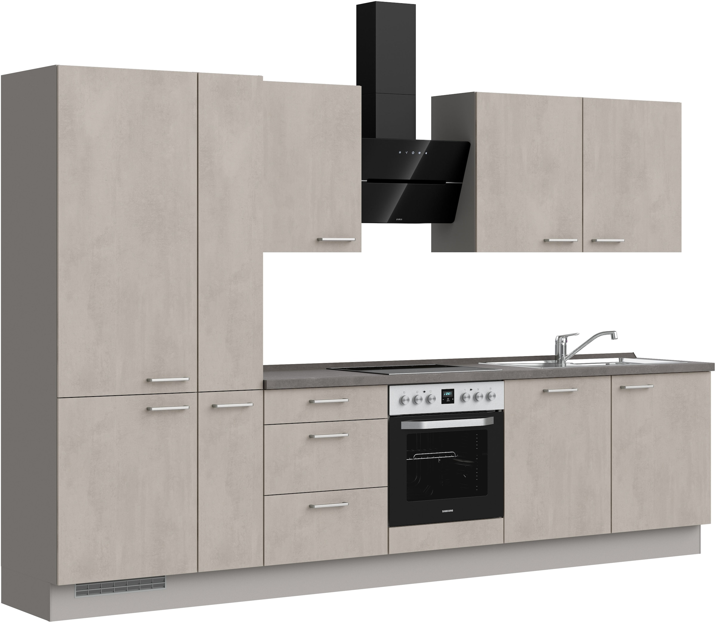 nobilia® Küchenzeile »"Riva II", NEU: individuell anpassbar mit gratis Profi-Beratung« vormontiert, Breite 330 cm, Ausrichtung wählbar, wahlw. mit E-Geräten