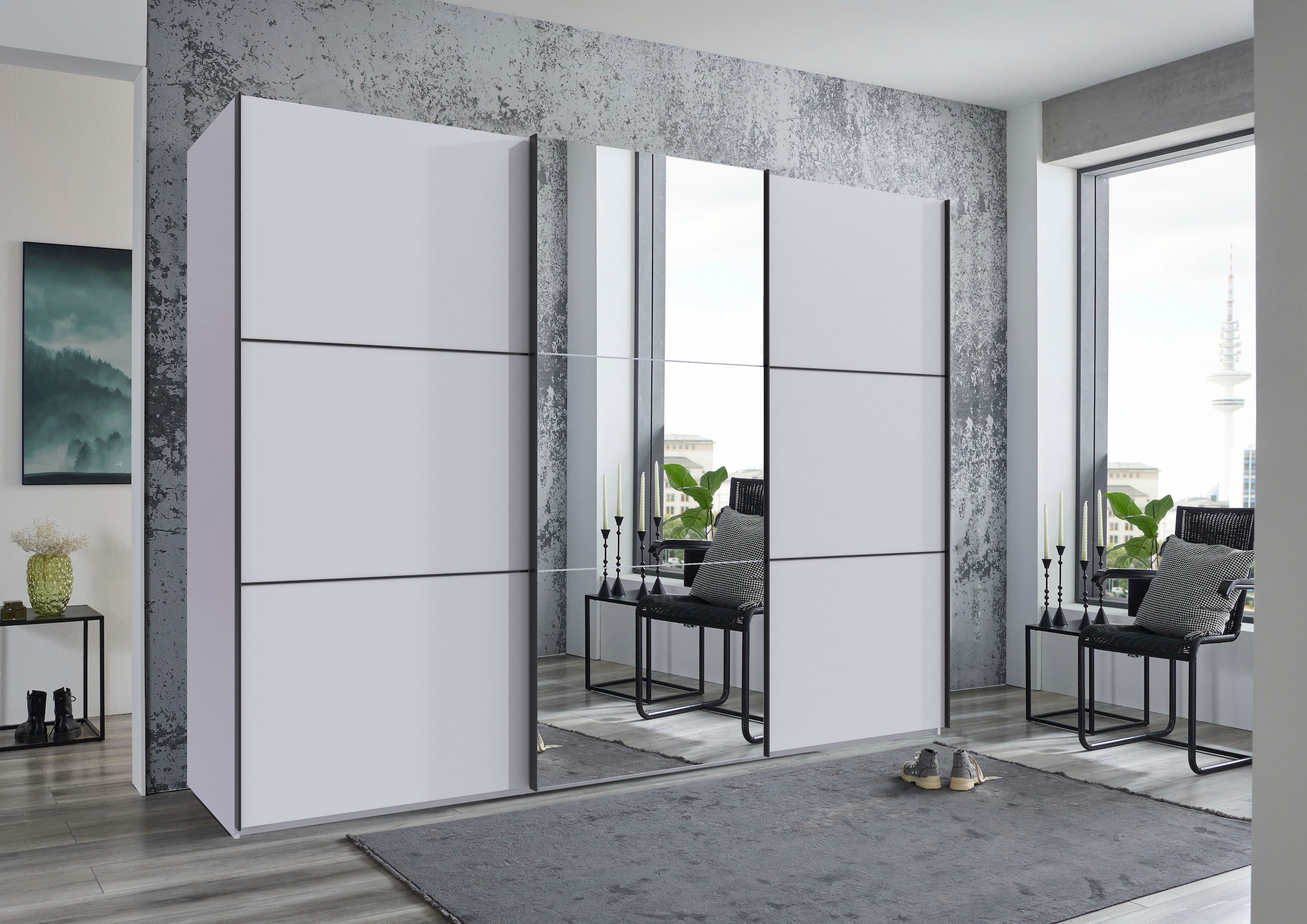 Wimex Kleiderschrank »Indiana by fresh to go, wahlweise mit oder ohne Spiegel«, (INKLUSIVE Innenausstattung und Selbsteinzug für die Türen), große Breiten250 oder 300cm, mit oder ohne Glasfront, Made in Germany