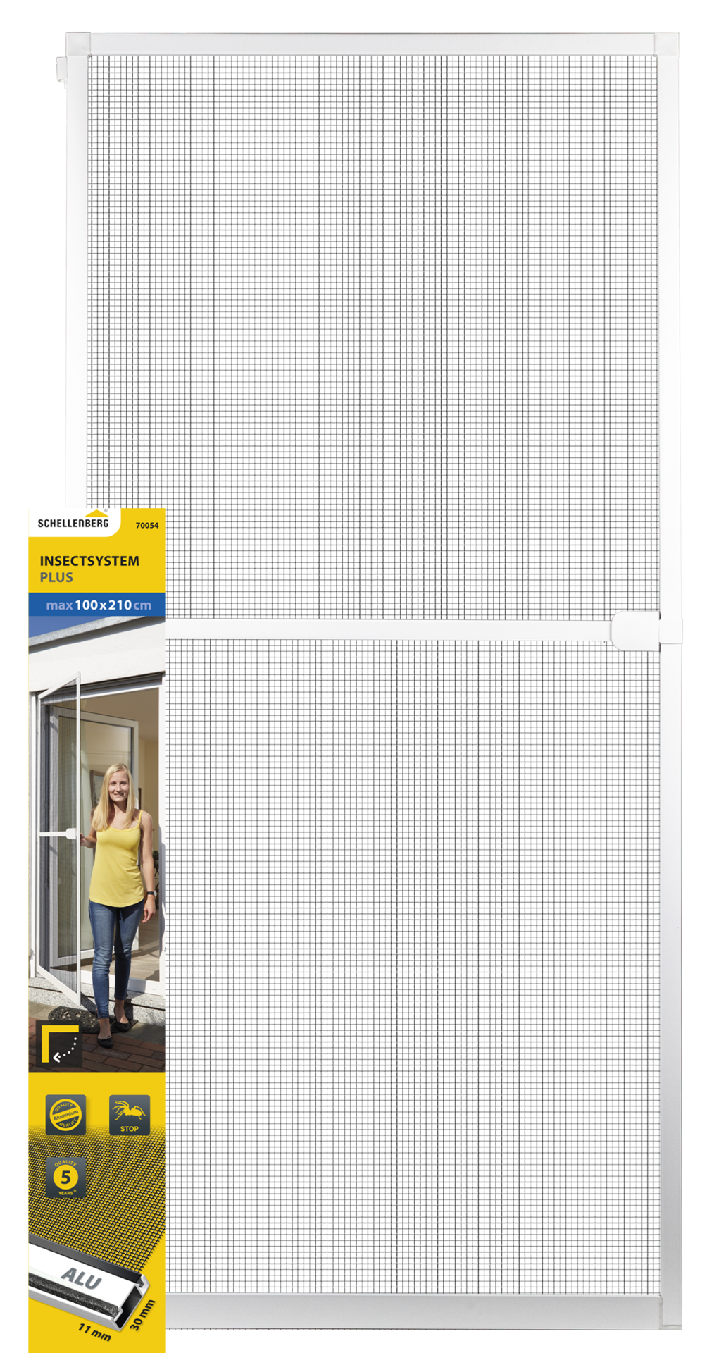 SCHELLENBERG Insektenschutz-Tür "PLUS, Fliegengitter für Balkon- und Terrassentüren zum Bohren" 1 Stk. tlg. mit Aluminiumrahmen, 100 x 210cm, erhältlich in schwarz oder weiß