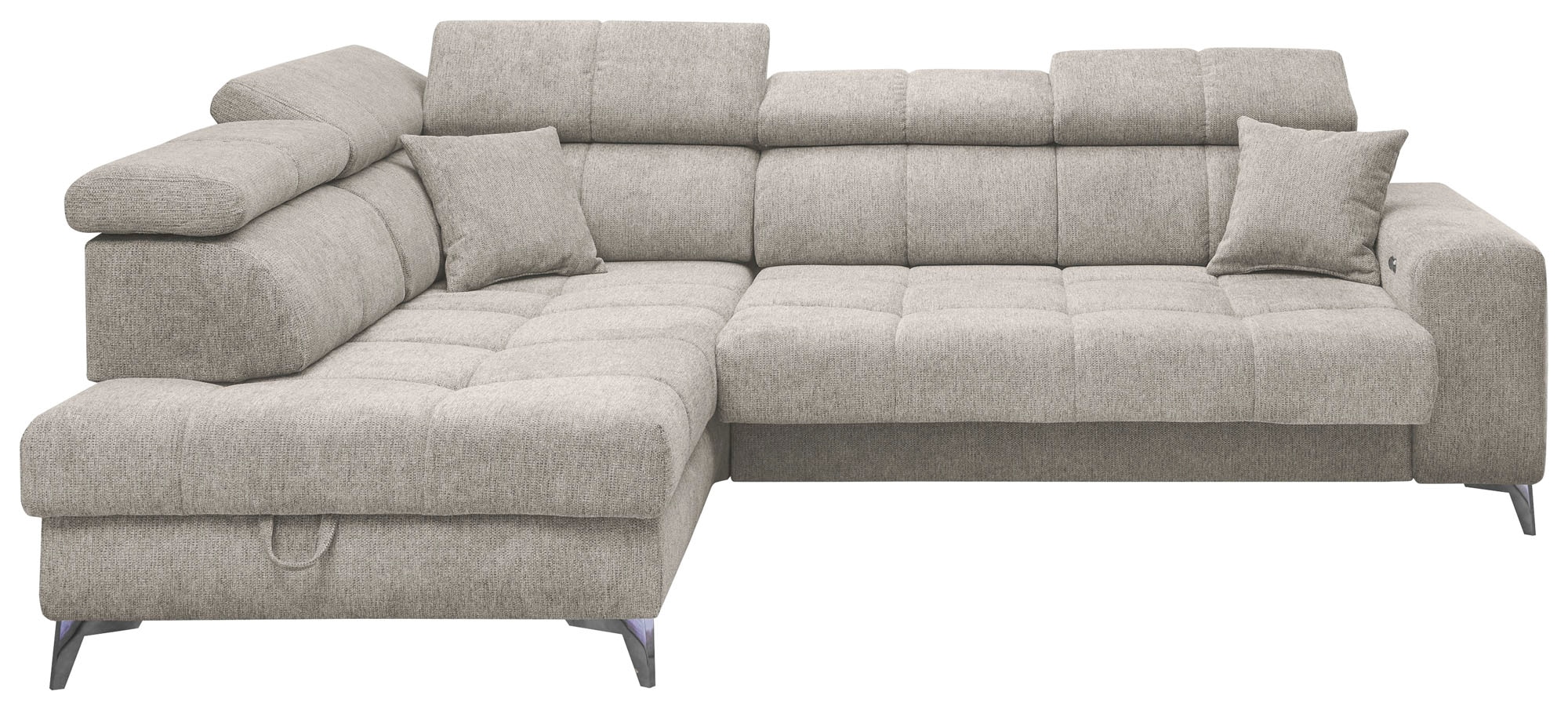ED EXCITING DESIGN Ecksofa »Sydney L-Form mit Bettfunktion, Bettkasten, Kopfteilverstellung«, motorischer Sitztiefenverstellung, USB-Port & 2 Zierkissen