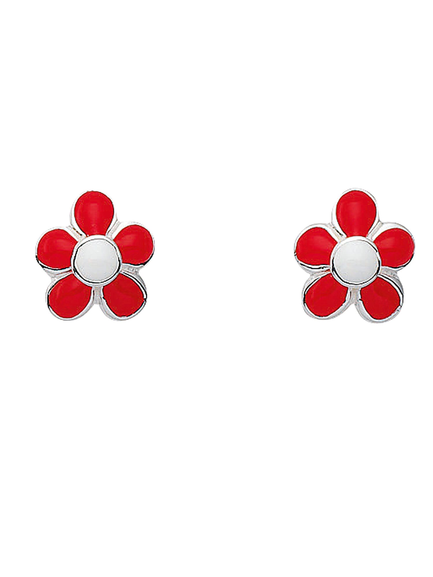 Paar Ohrhänger »925 Silber Ohrringe Ohrstecker Blüte - rot«, Silberschmuck für Damen