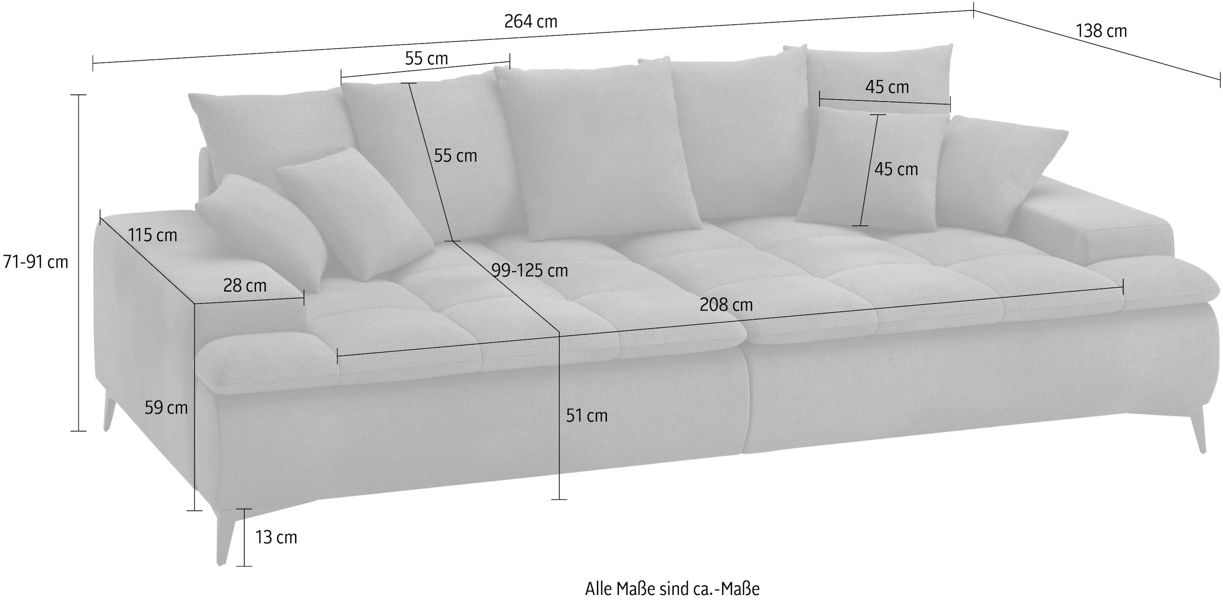 Mr. Couch Big-Sofa »Haiti III«, Mit Kaltschaum, bis 140 kg belastbar
