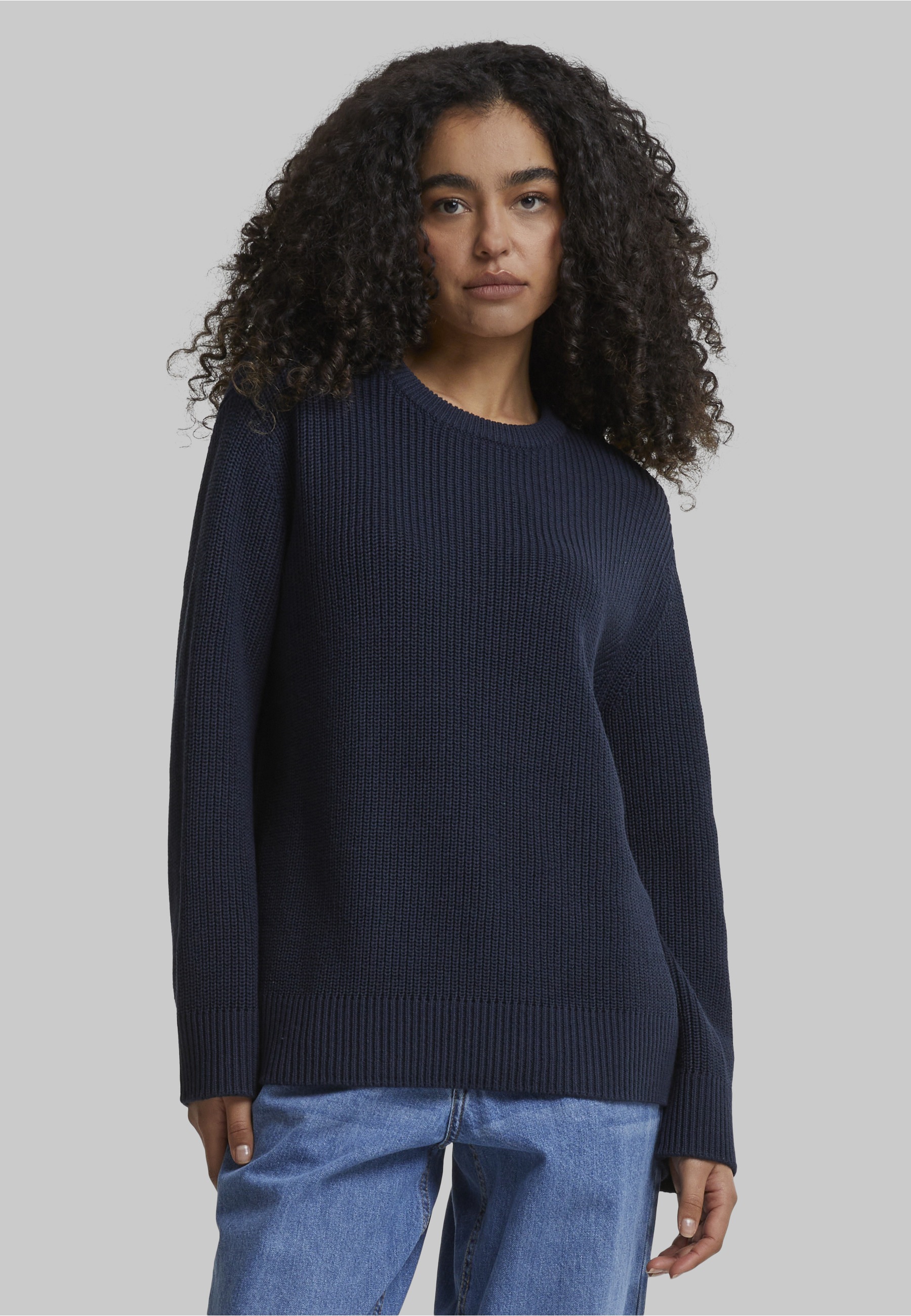 URBAN CLASSICS Fleecepullover »Urban Classics Damen Ladies Rib Knit Sweater«
