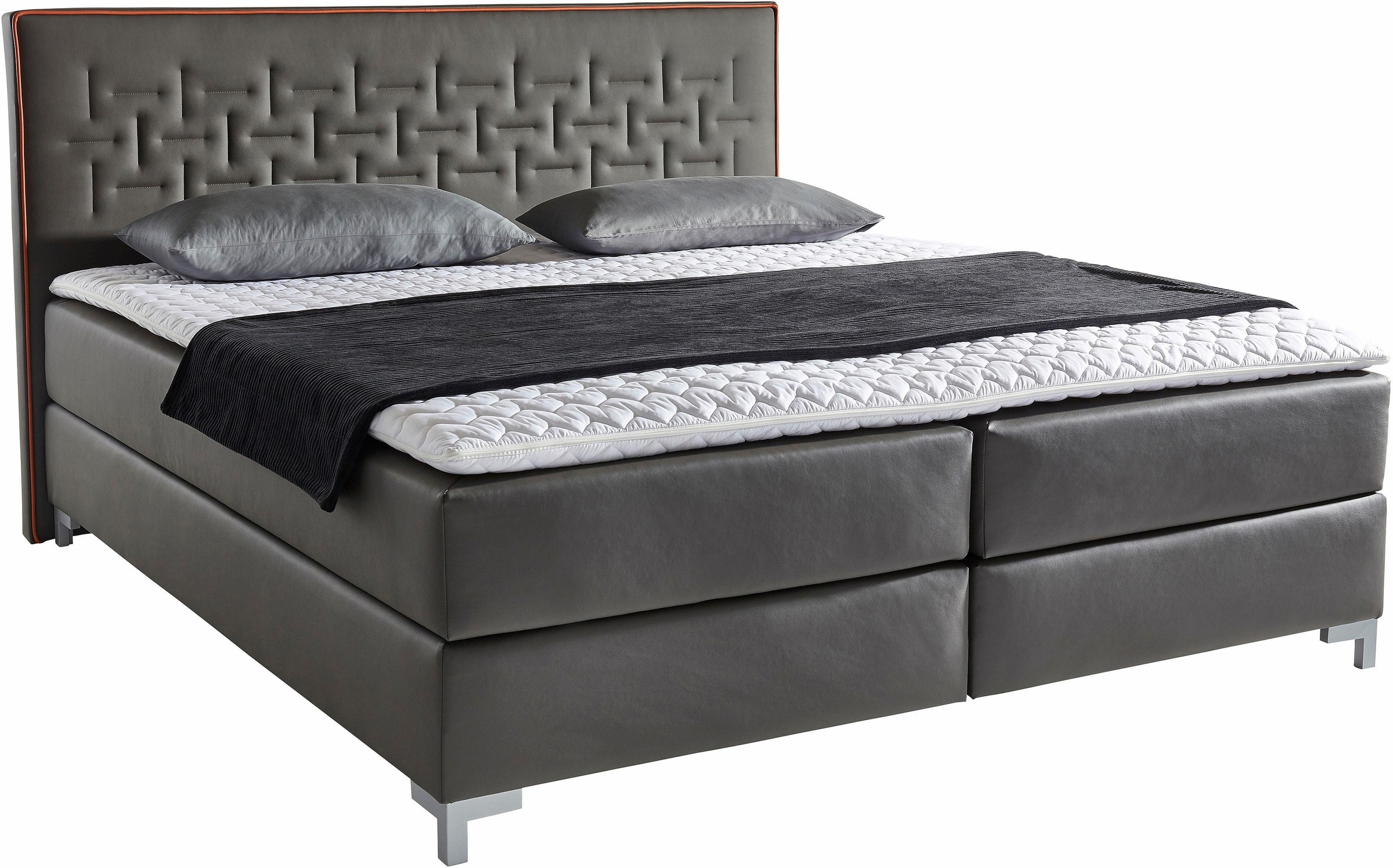 INOSIGN Boxspringbett »Coos«, mit besonderer Steppung im Kopfteil, 3 Matratzenarten, 2 Härtegrade