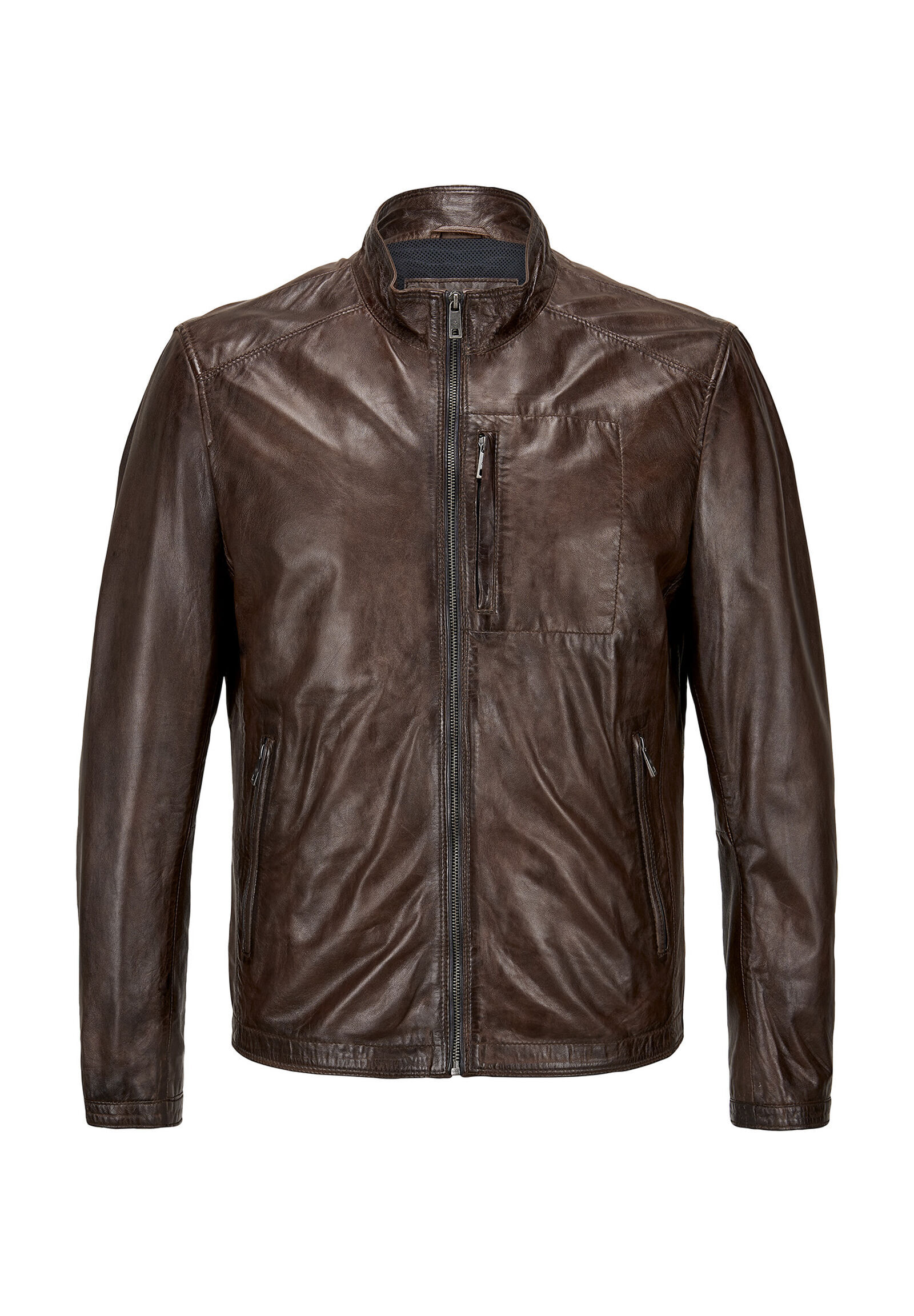 Milestone Lederjacke "MSJumper" ohne Kapuze robuste Metallreißverschlüsse