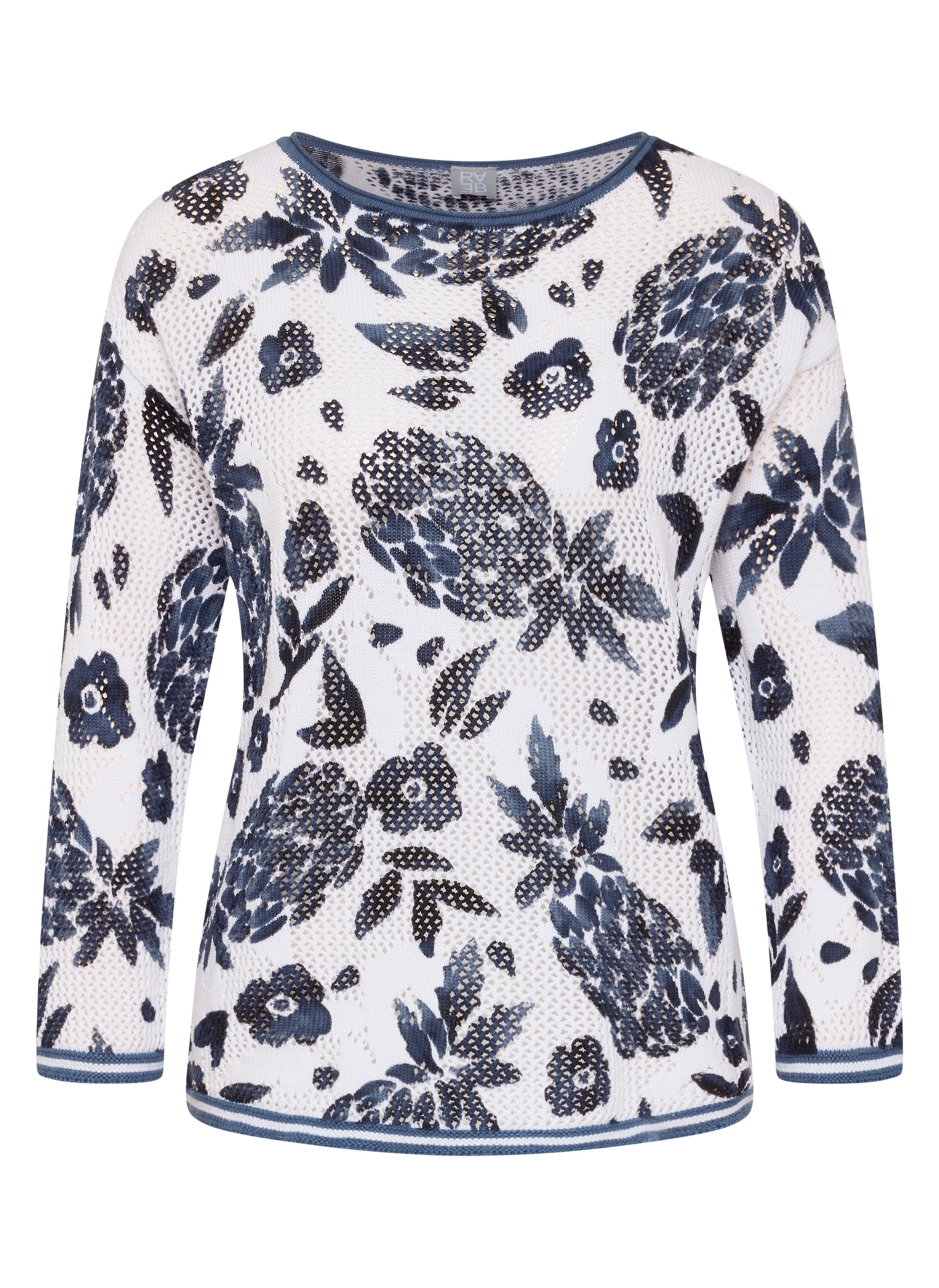 Rabe 3/4 Arm-Pullover im Häkel-Look