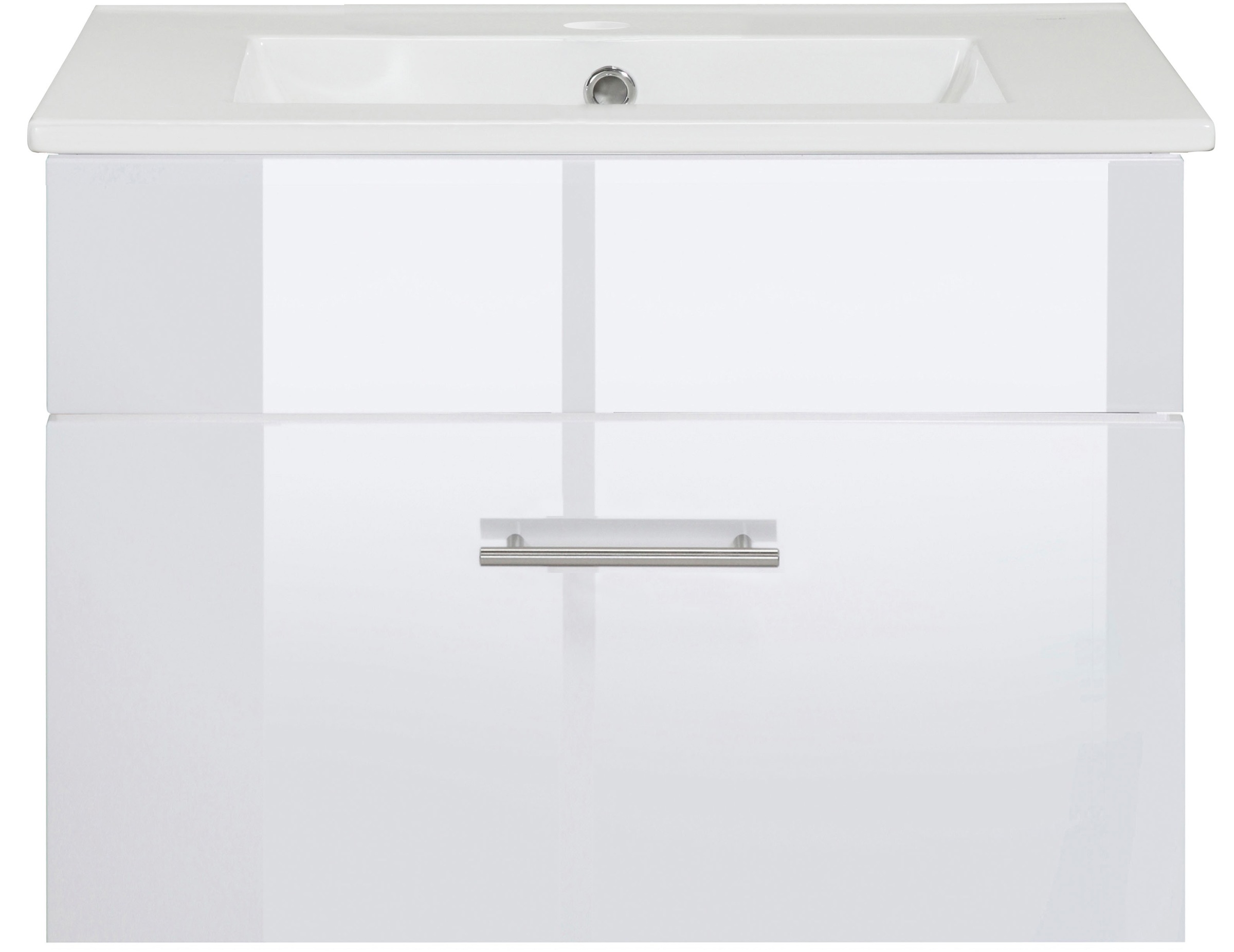 welltime Waschtisch »Trento Light, 60cm, 80cm, 100cm, Keramik-Auflagebecken«, 1 feste Blende und 1 Auszug
