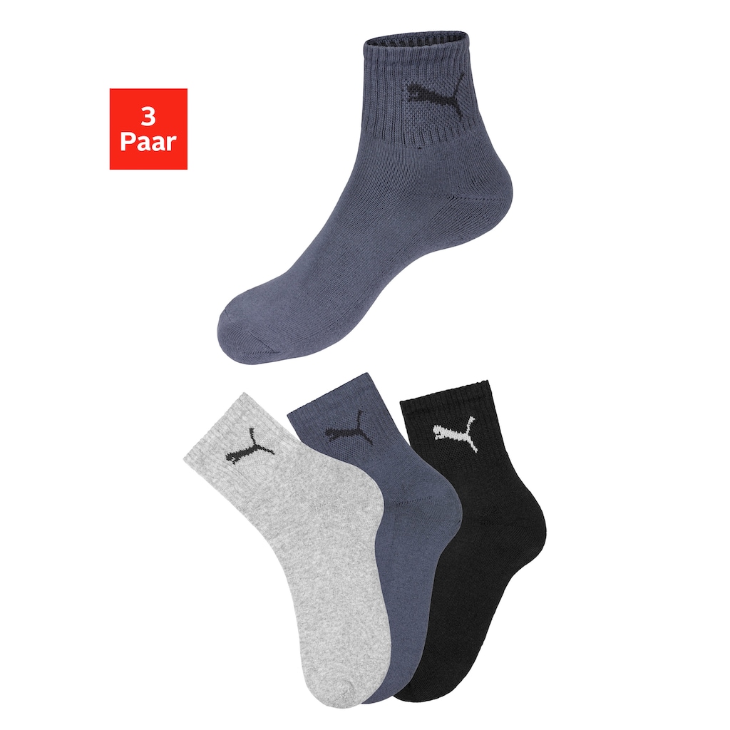 PUMA Sportsocken »short crew«, (3 Paar), mit klassischer Rippe