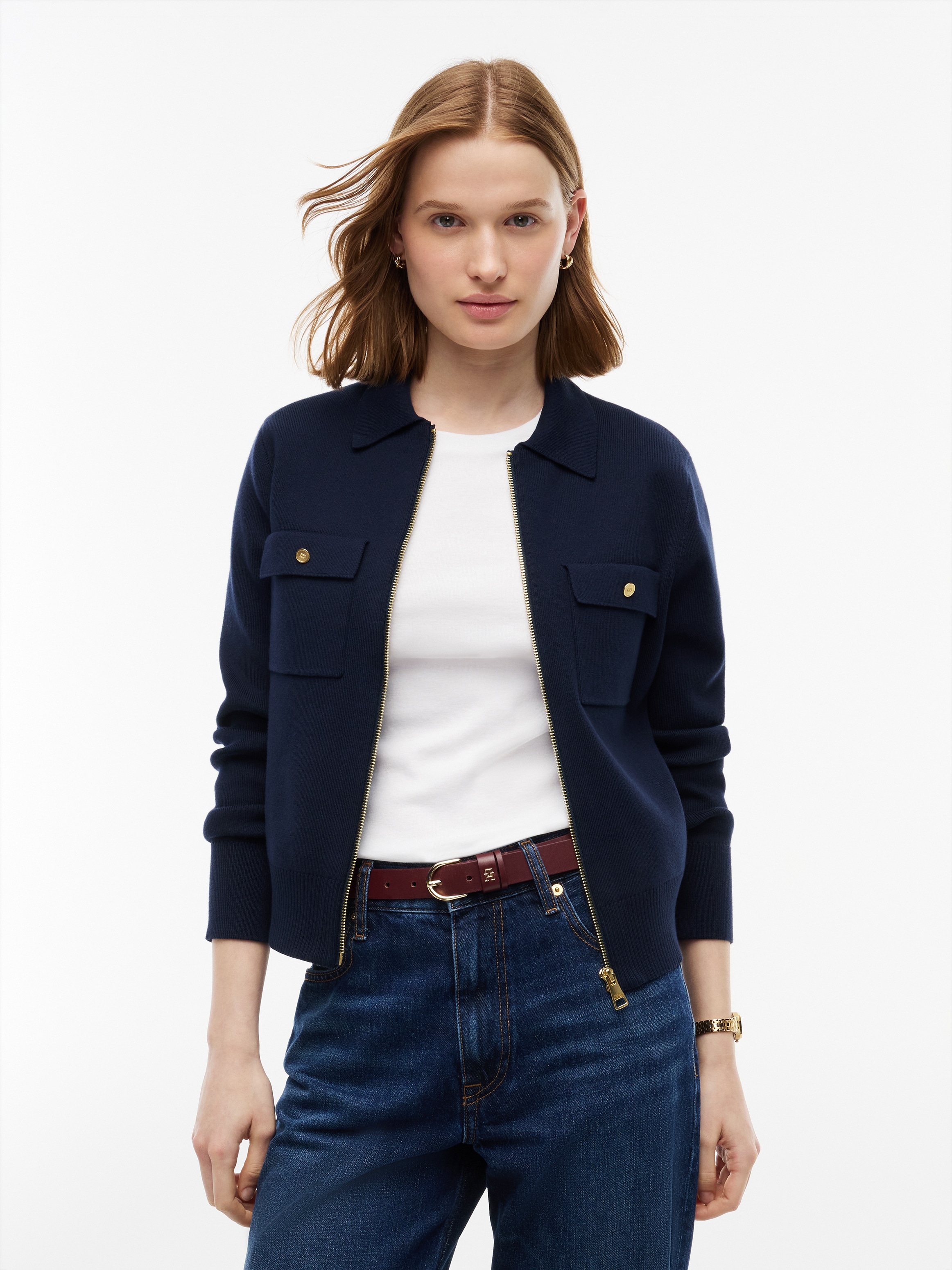 Tommy Hilfiger Strickjacke "COTTON FULL NEEDLE REG JACKET" Baumwollmischung