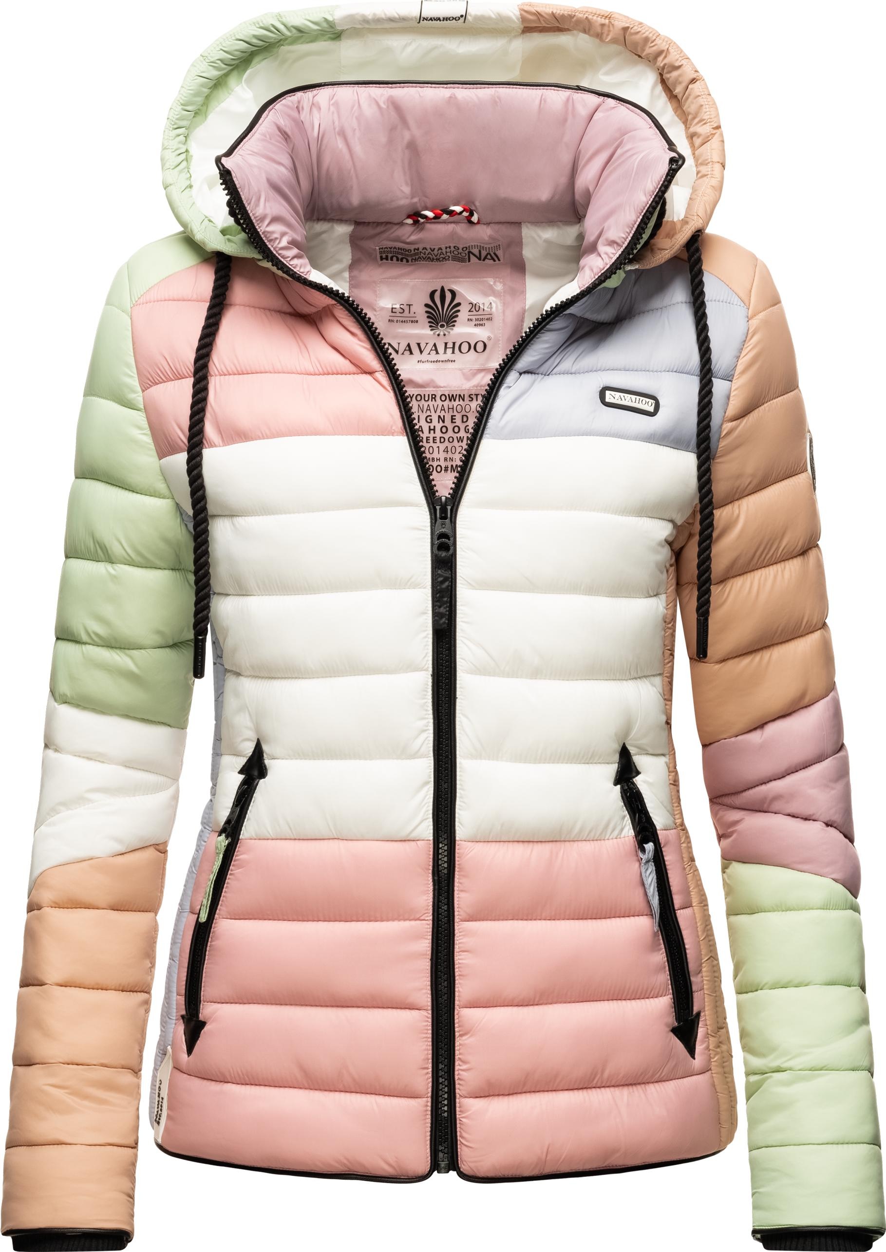 Navahoo Steppjacke "Lulana Multikulti", mit Kapuze, leichte Übergangsjacke mit Kapuze im Colourblocking Stil