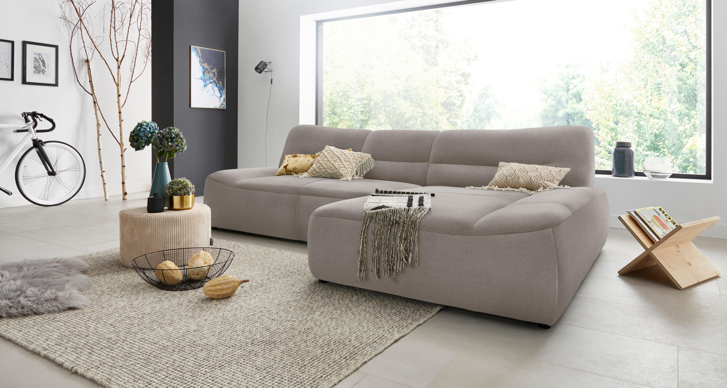 DOMO collection Ecksofa »Cesena moderne Polsterecke mit flachen Armlehnen, L-Form«, fester Sitzkomfort, frei im Raum stellbar