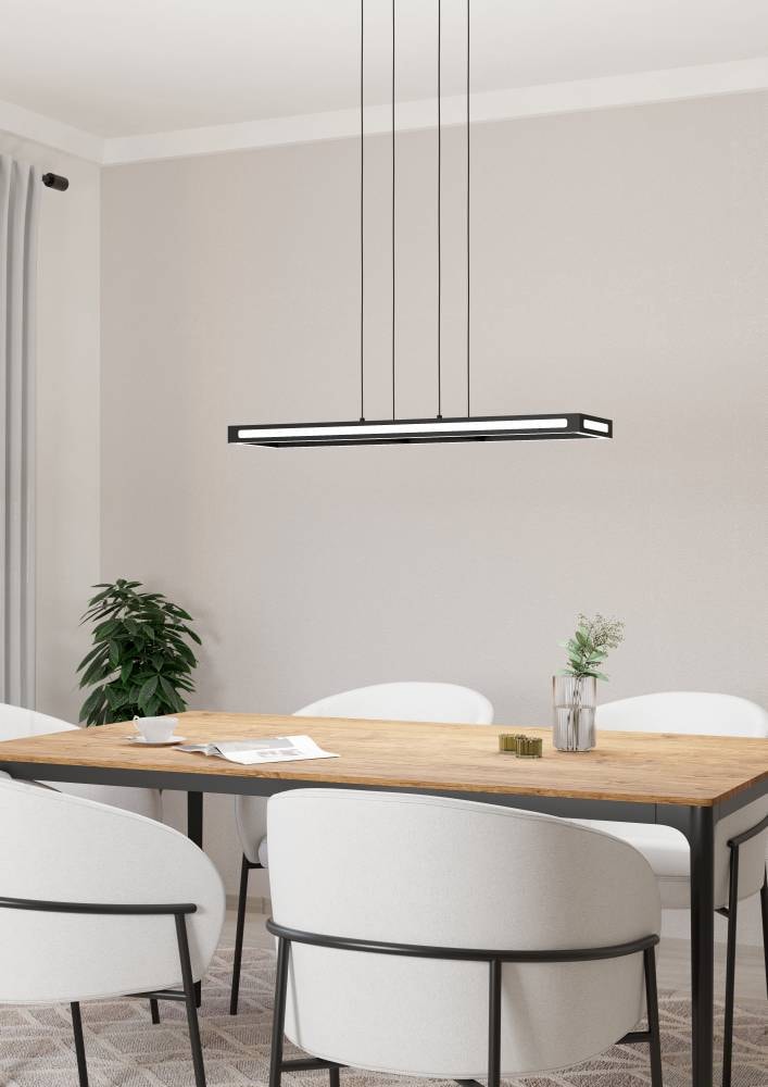 EGLO Hängeleuchte »SALVILANAS-Z Hängelampe, schwarz, ZigBee 3.0, Disco-Modus, Pendellampe«, 1 flammig, Leuchtmittel LED-Modul | LED wechselbar, Timer, App/Sprachsteuerung Alexa, ‎77x20x110 cm, exkl. Fernbedienung